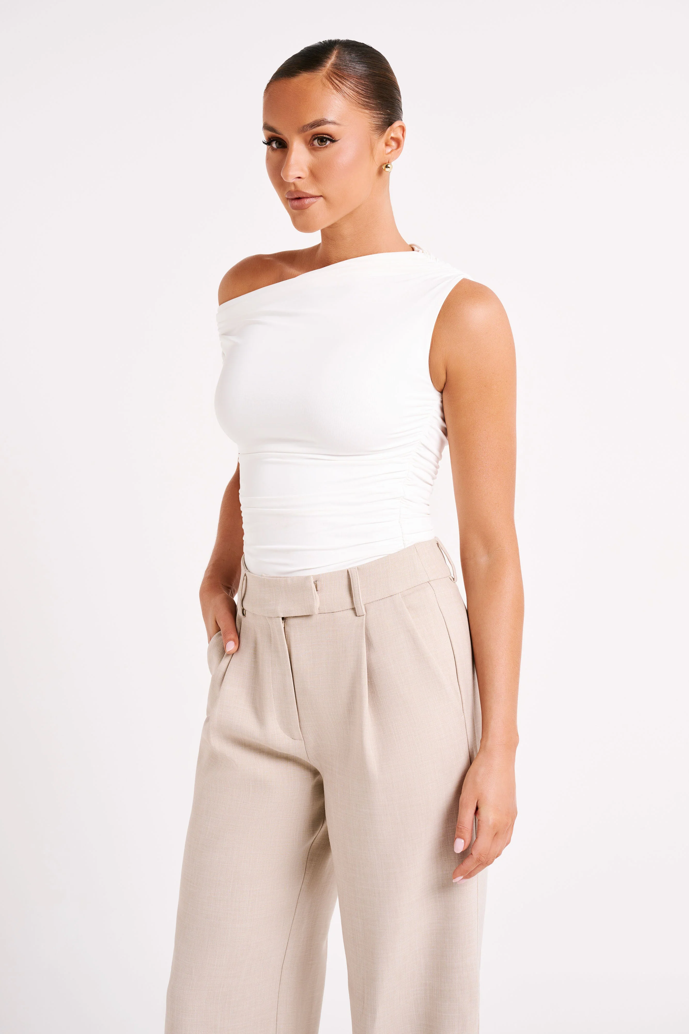 Alayna Recycled Nylon Ruched Top - White - Image 7