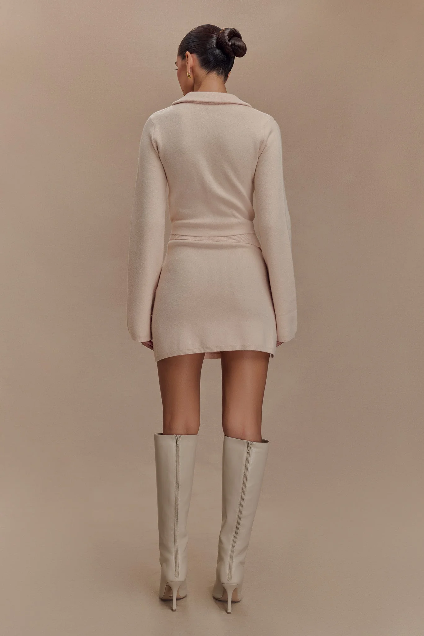 Annabelle Knit Curved Hem Cardigan - Cream - Image 5
