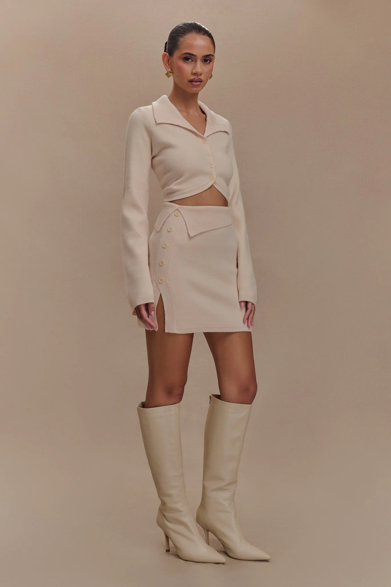 Annabelle Knit Mini Skirt - Cream - Image 4