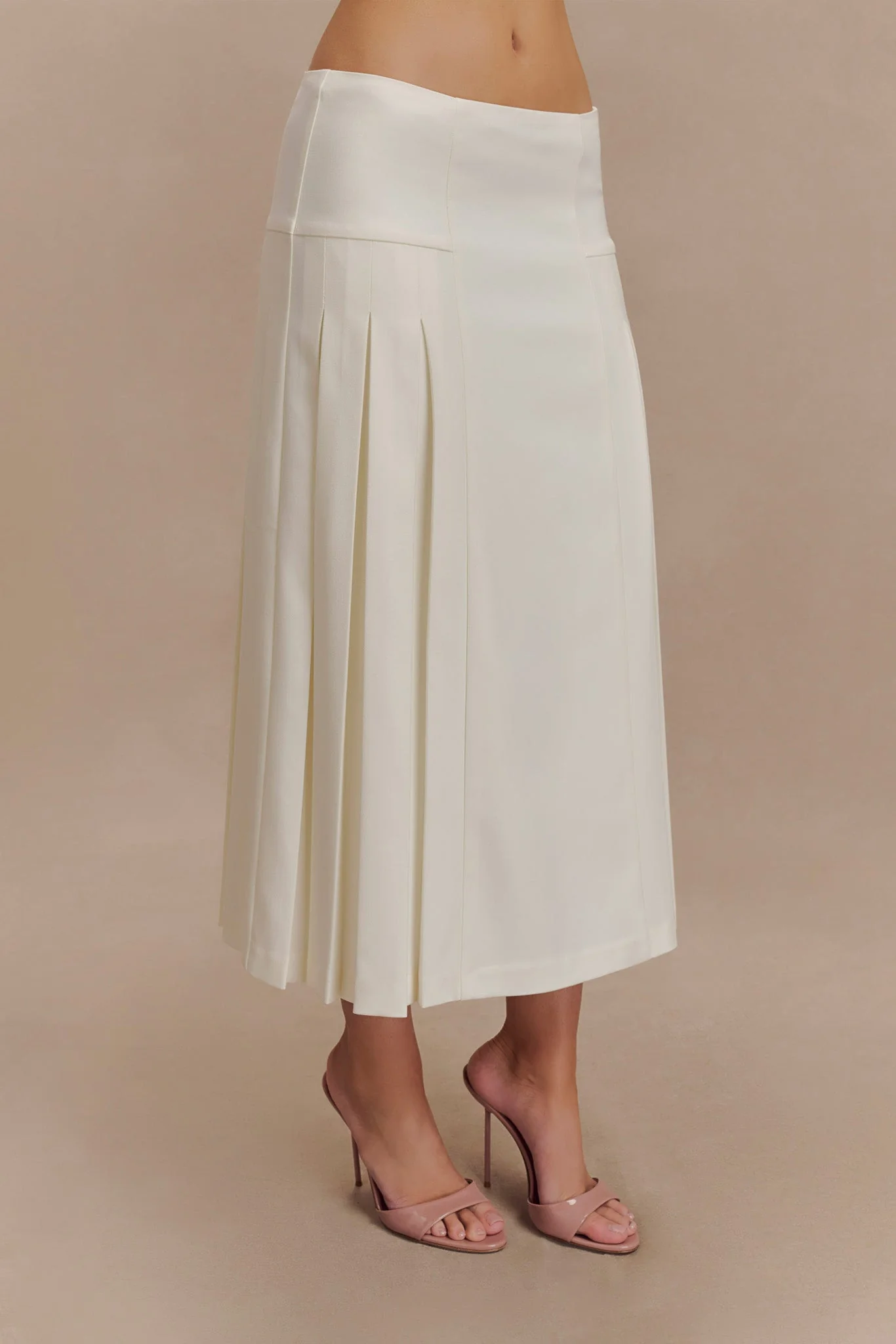 Brigette Pleated Midi Skirt - Ivory - Image 6
