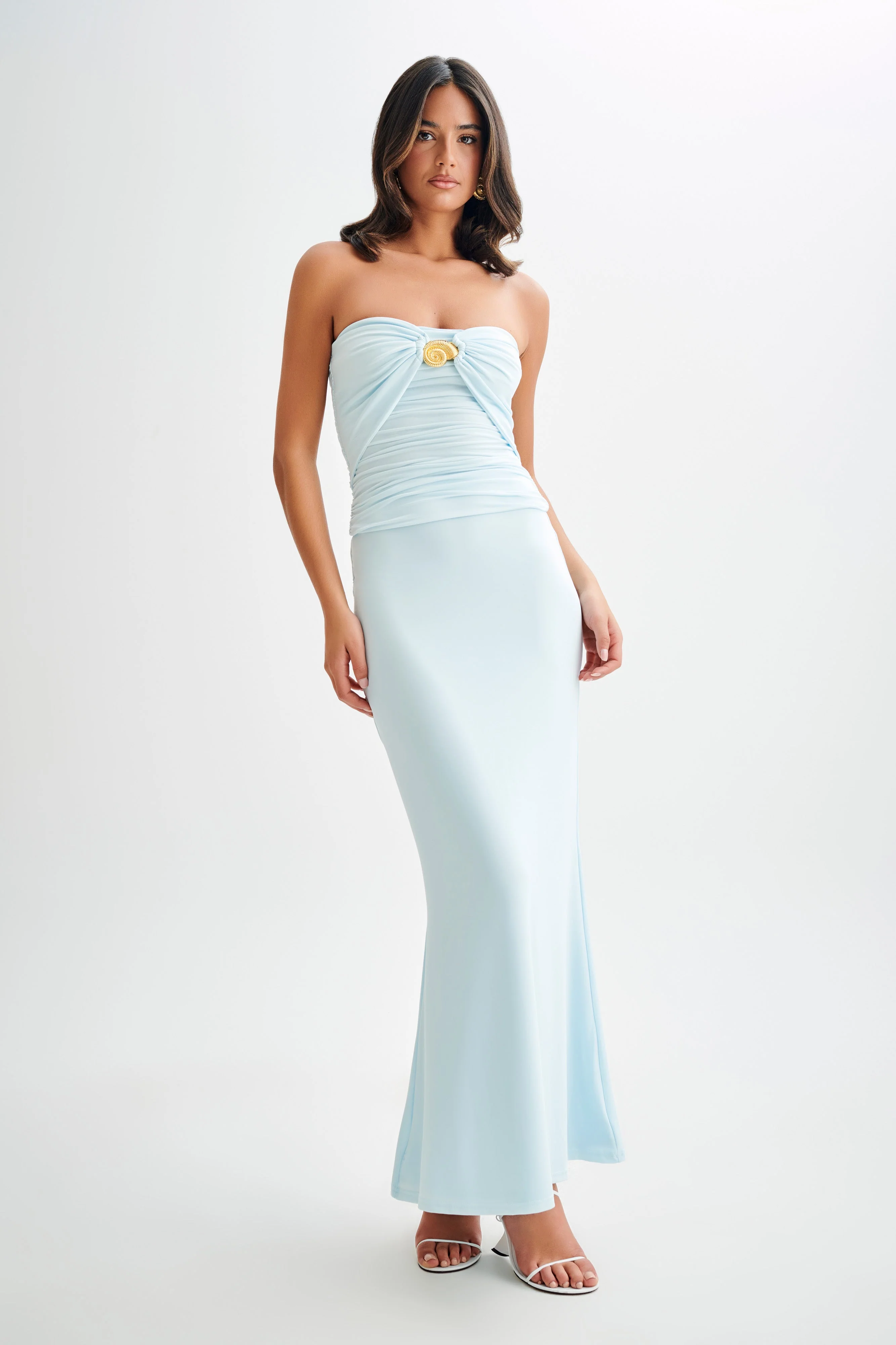Bruna Slinky Fishtail Maxi Skirt - Sky Blue - Image 3