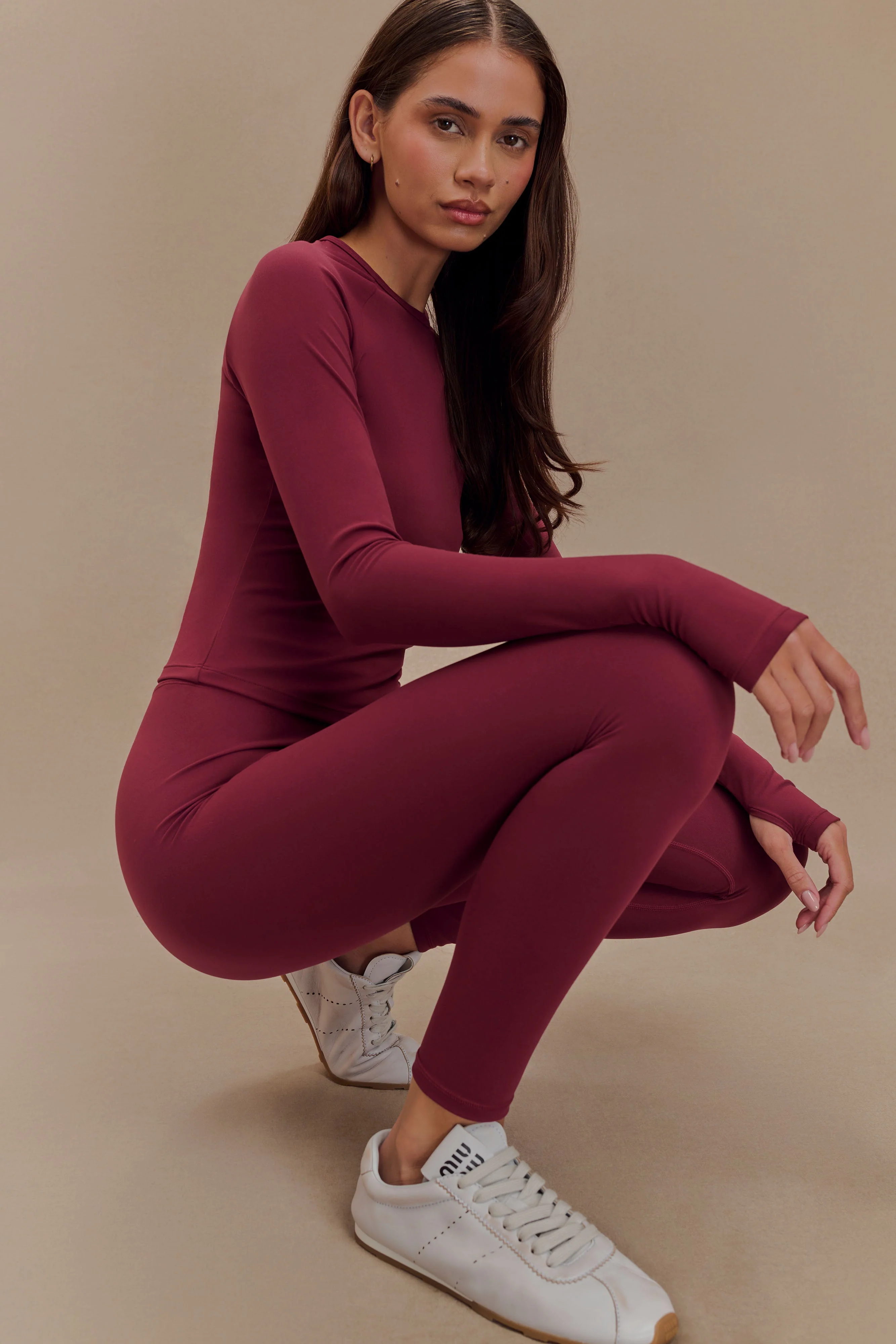 Callie Active Leggings - Burgundy - Image 3