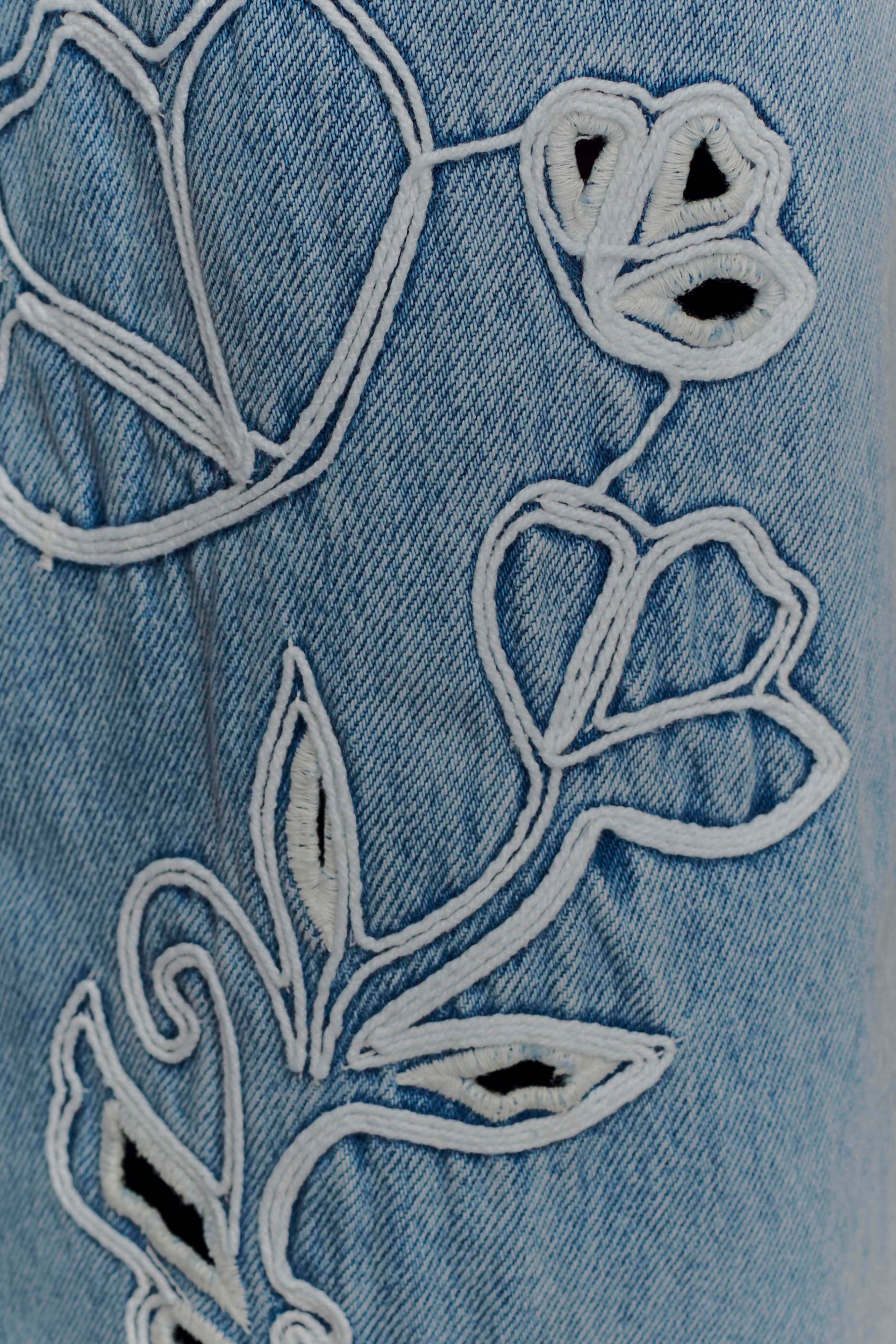 Carmella Embroided Jeans - Mid Blue - Image 5