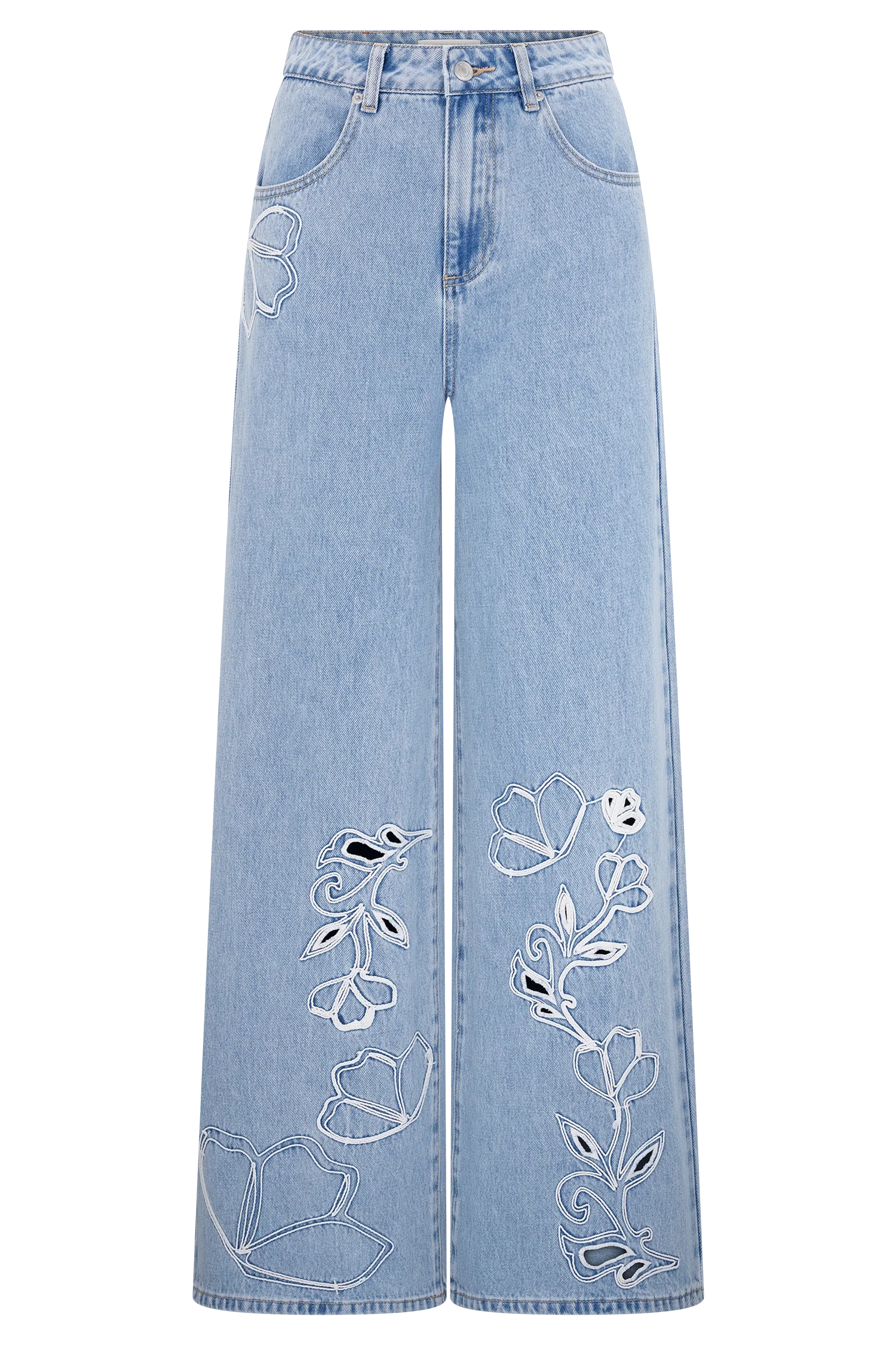 Carmella Embroided Jeans - Mid Blue - Image 7