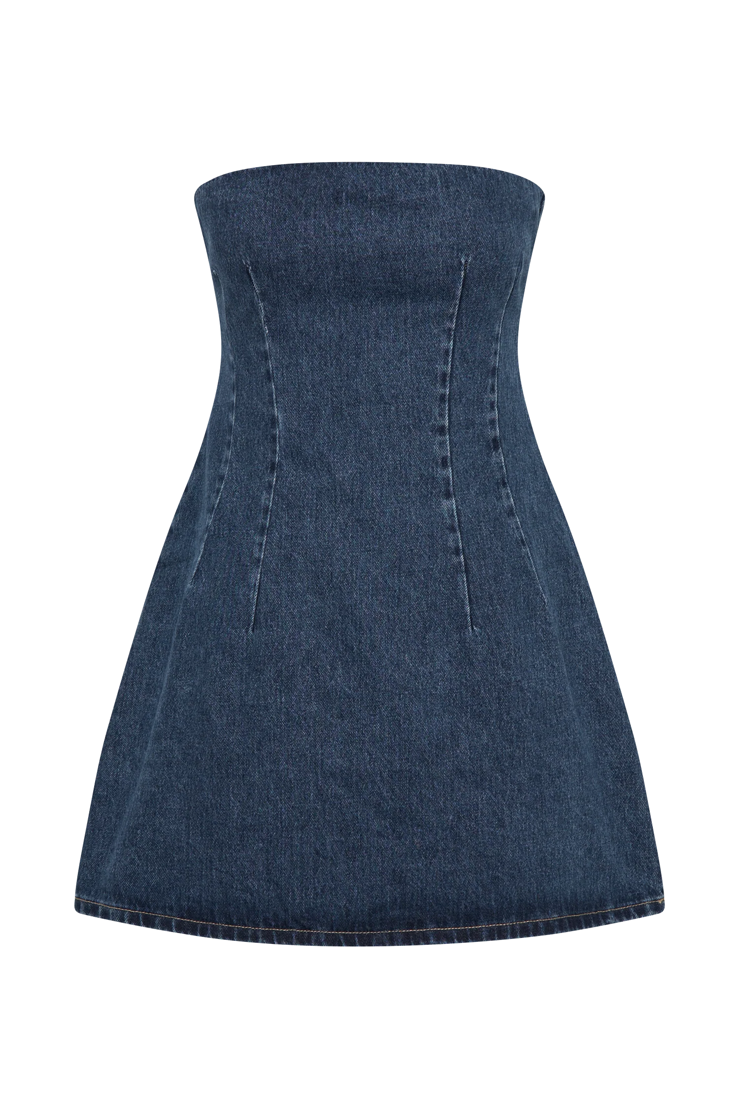 Cecily Strapless Denim Mini Dress - Dark Blue - Image 10