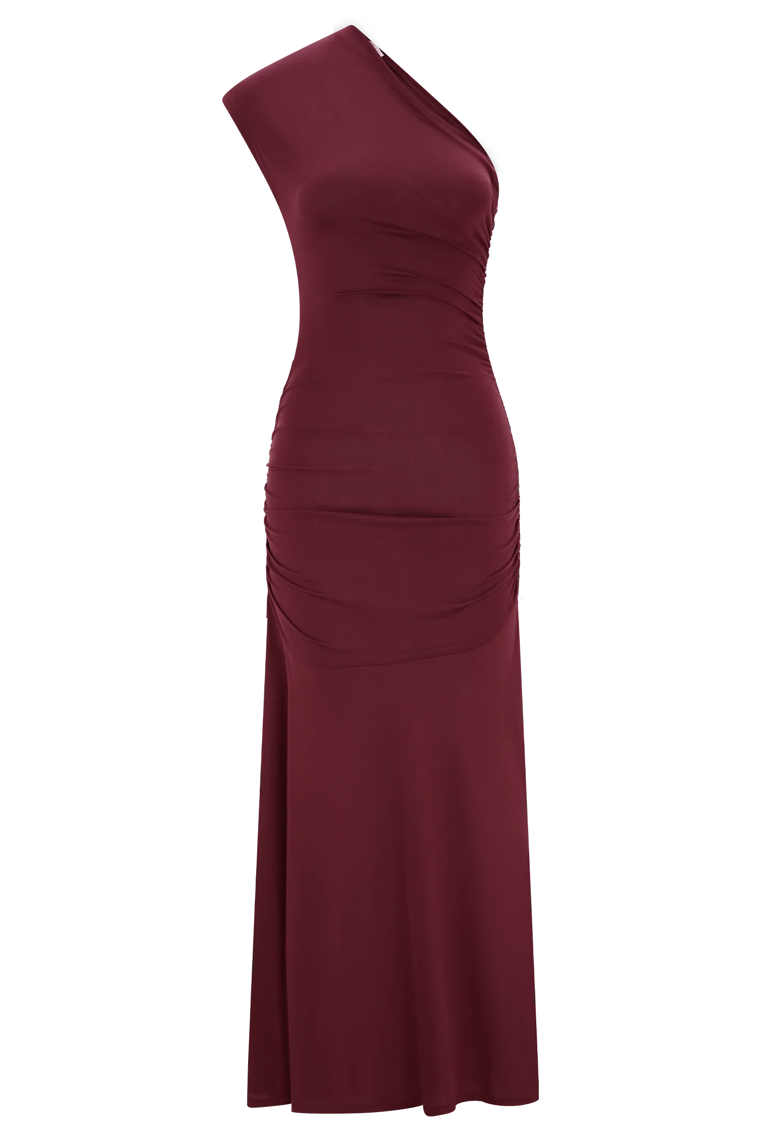 Chloe Peached Jersey One Shoulder Midi Dress - Mahogany - Image 8