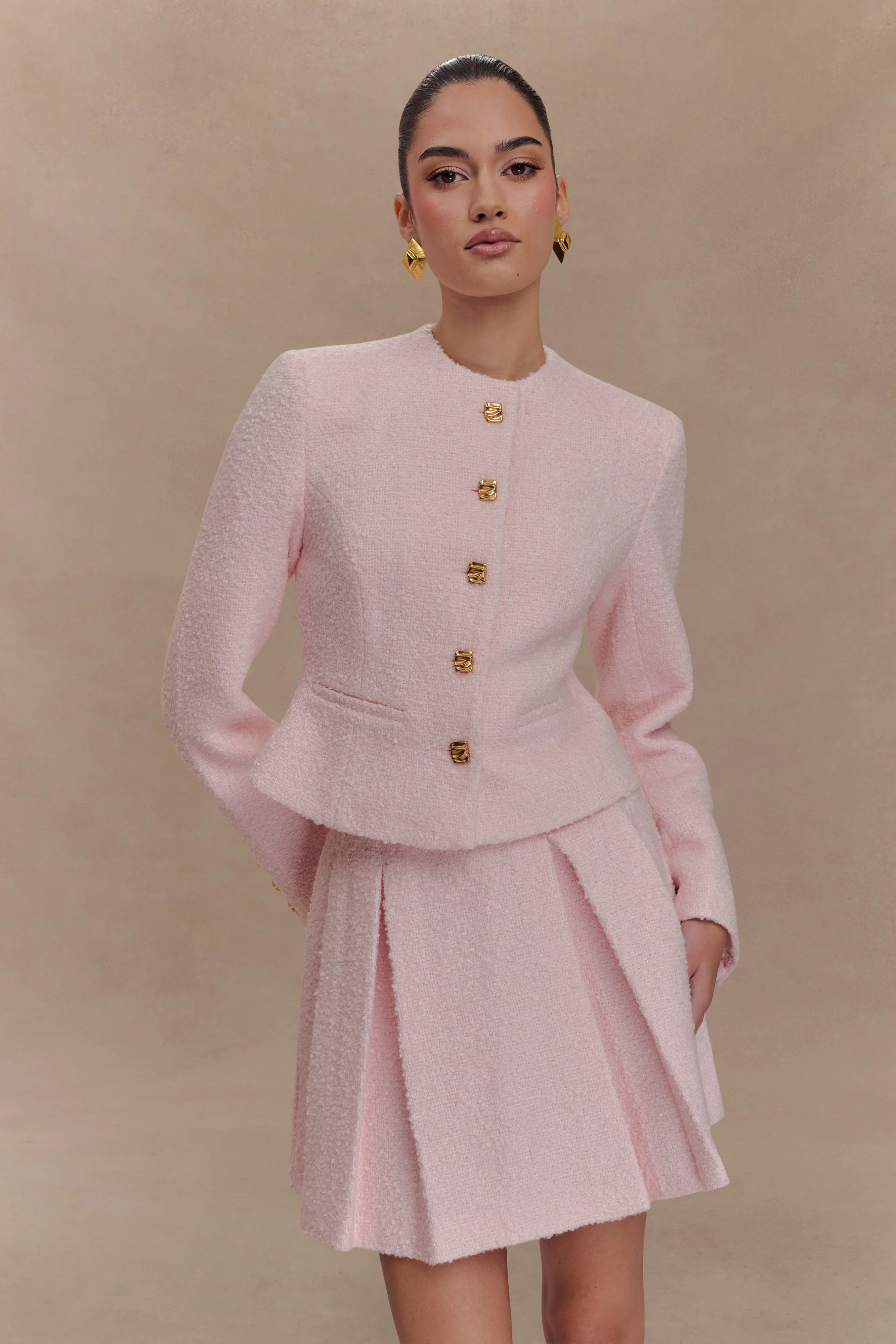 Cleo Boucle Jacket - Powder Pink - Image 6