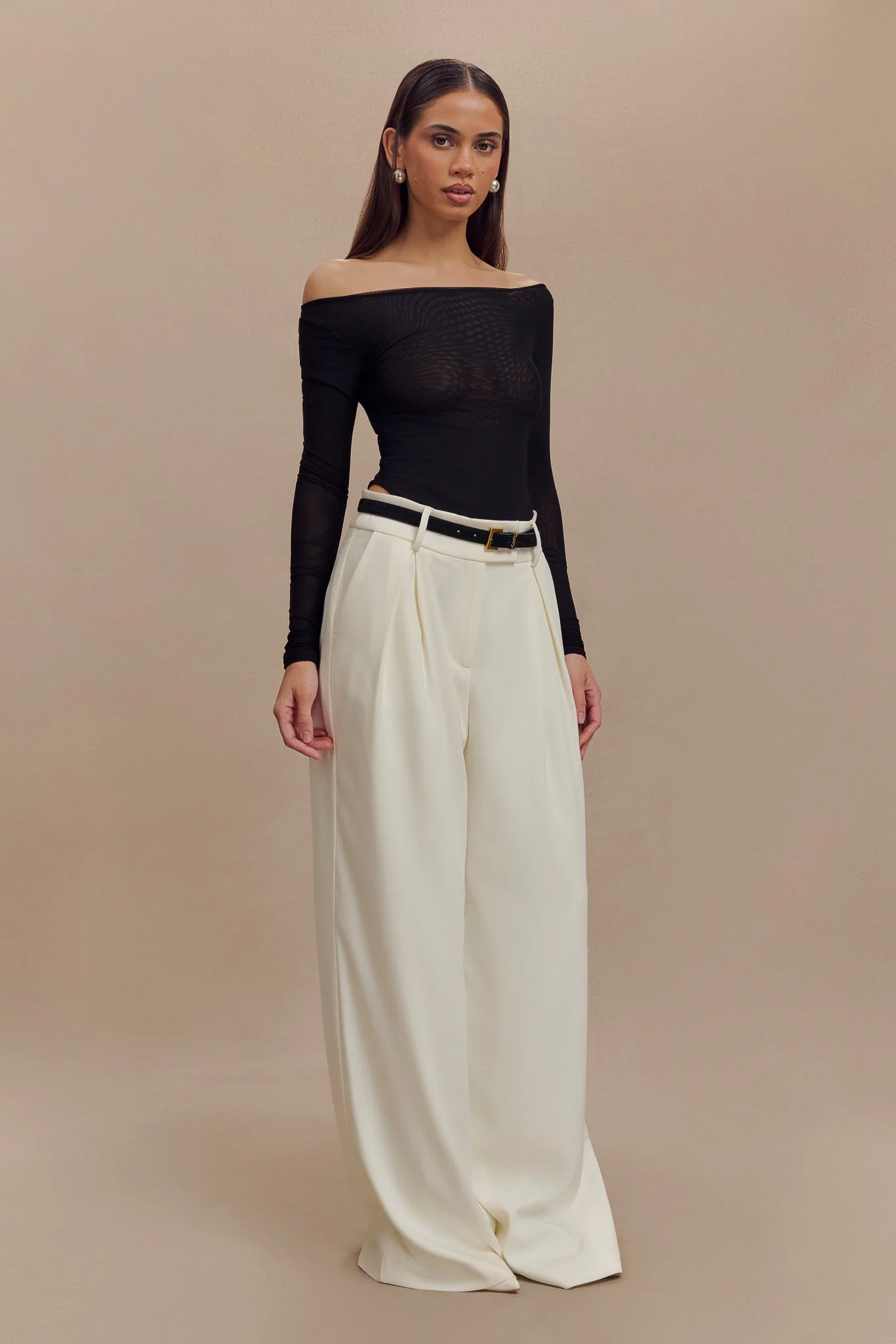 Colette Boat Neck Mesh Top - Black - Image 3