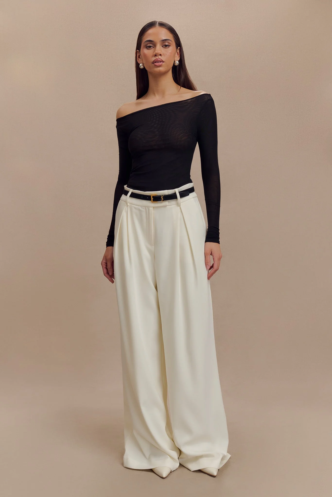 Colette Boat Neck Mesh Top - Black - Image 4