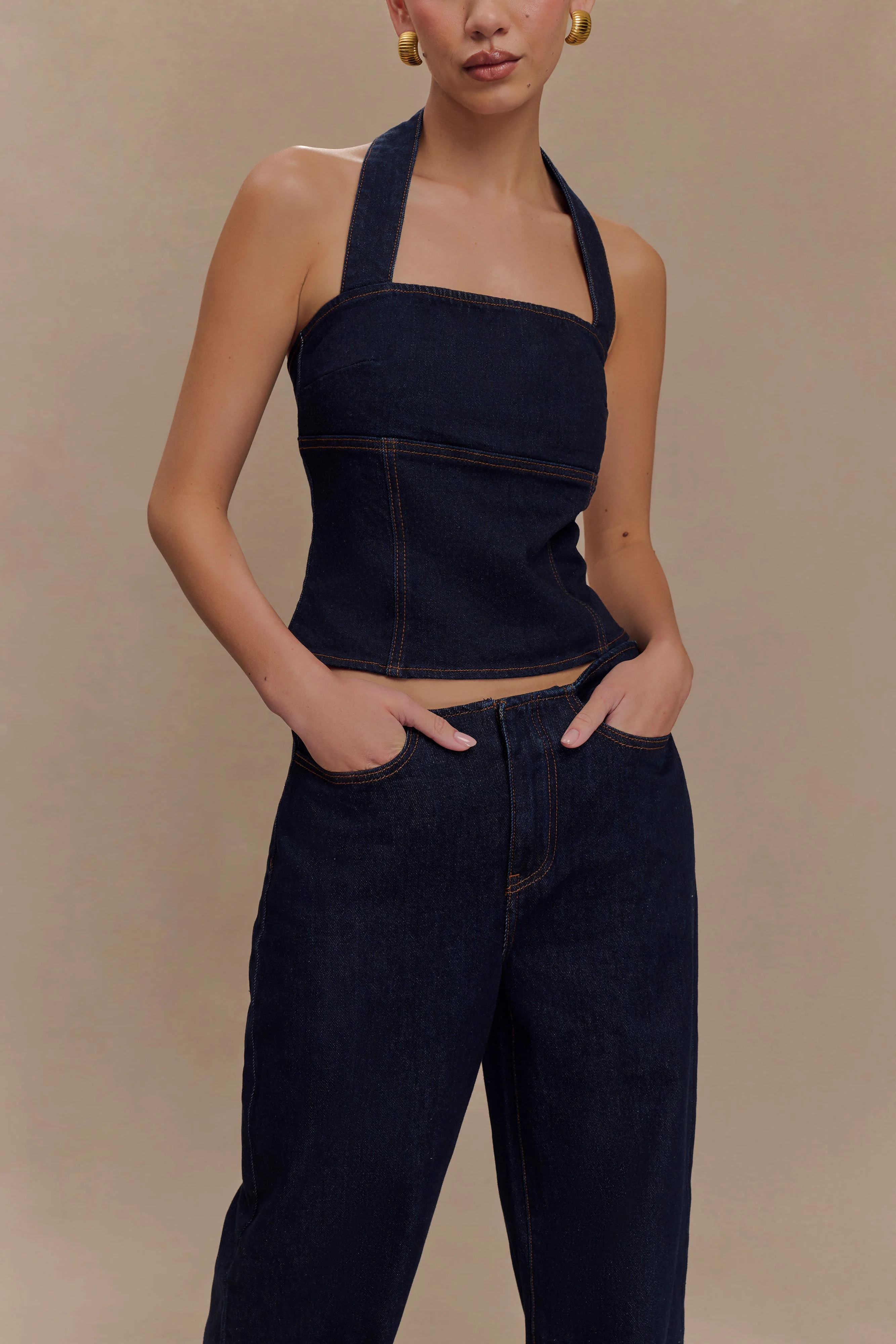 Dayna Denim Halter Top - Indigo Blue - Image 5