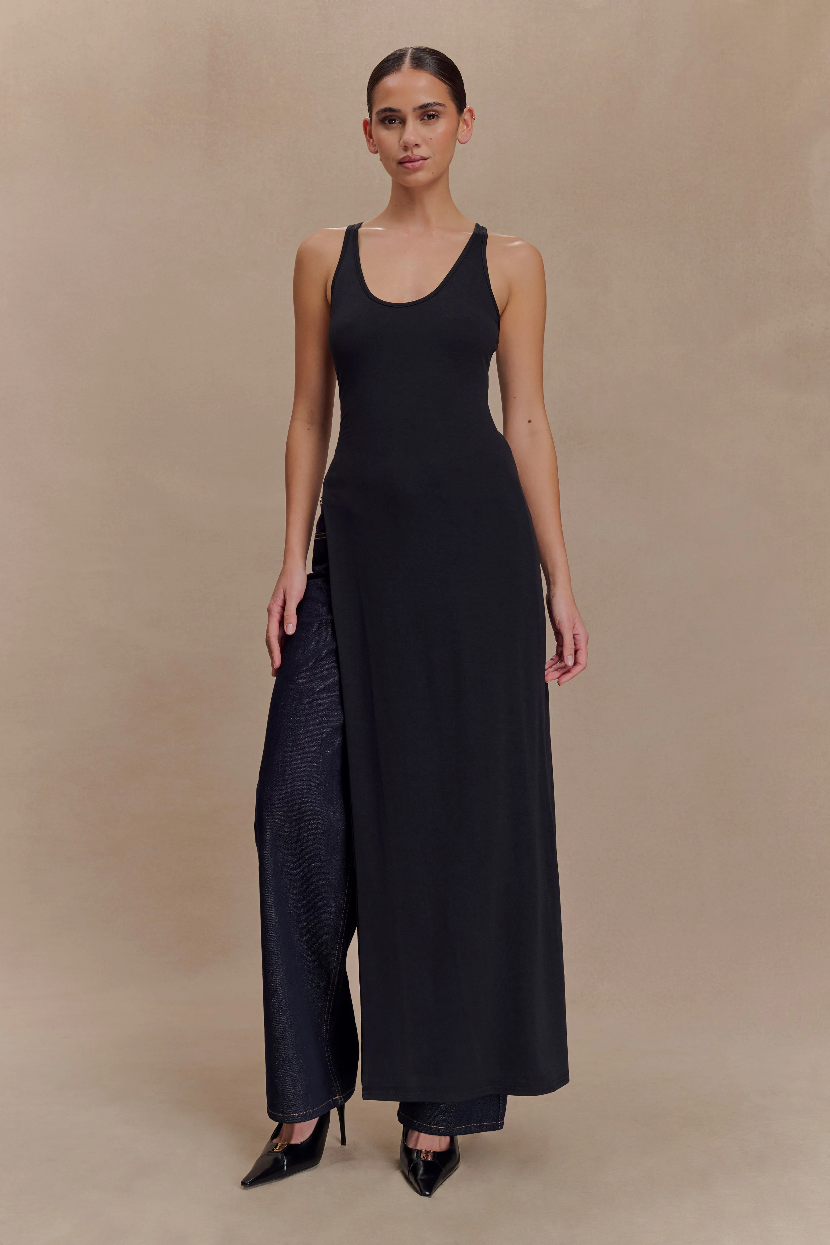 Ellerie Longline Racerback Top - Black - Image 2