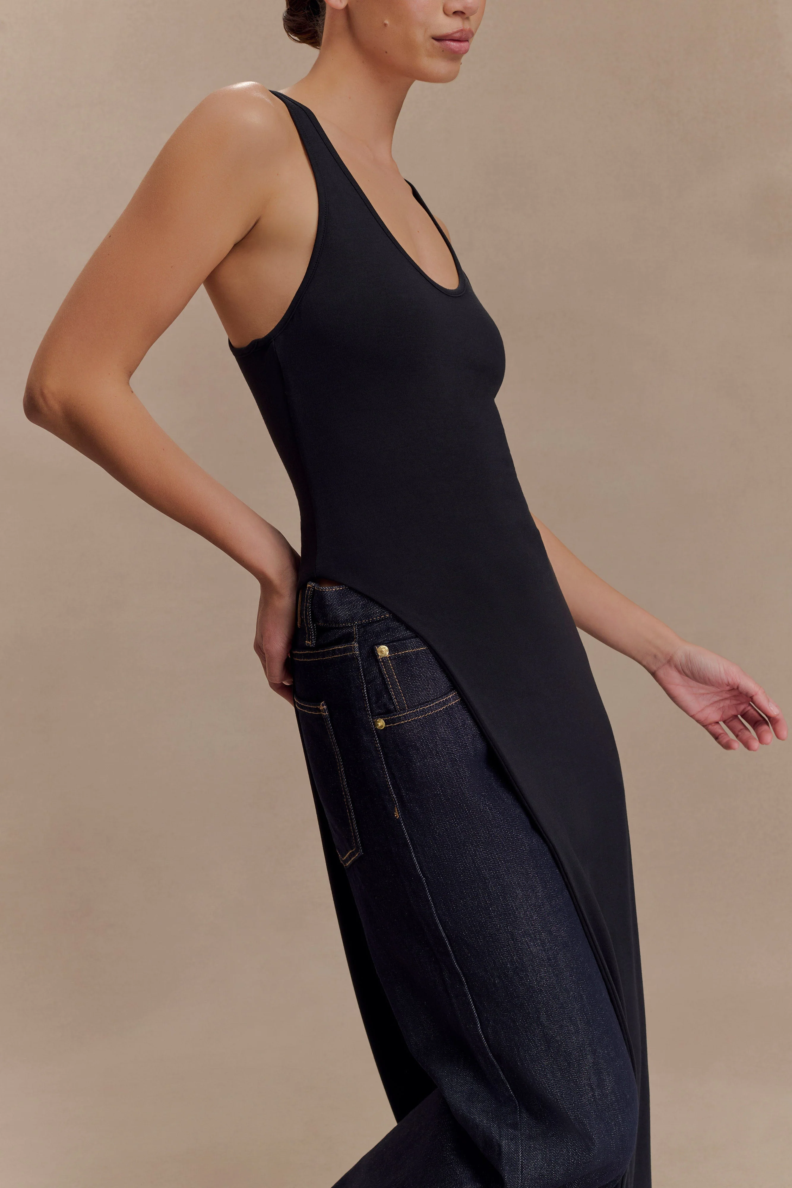 Ellerie Longline Racerback Top - Black - Image 4