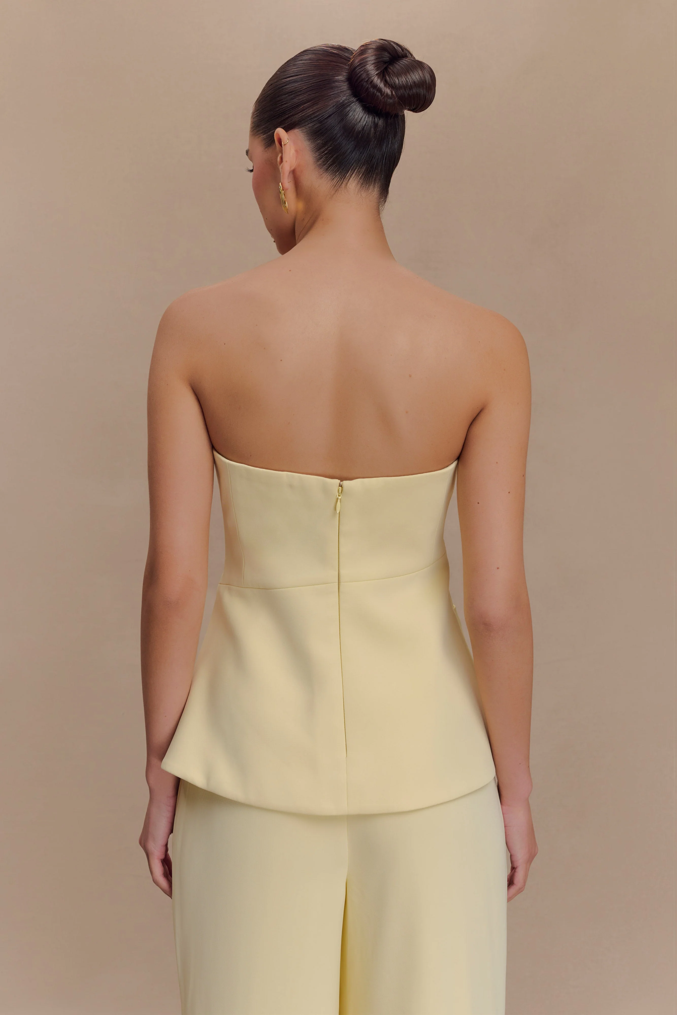 Faith Strapless Suiting Top - Lemon Cream - Image 2