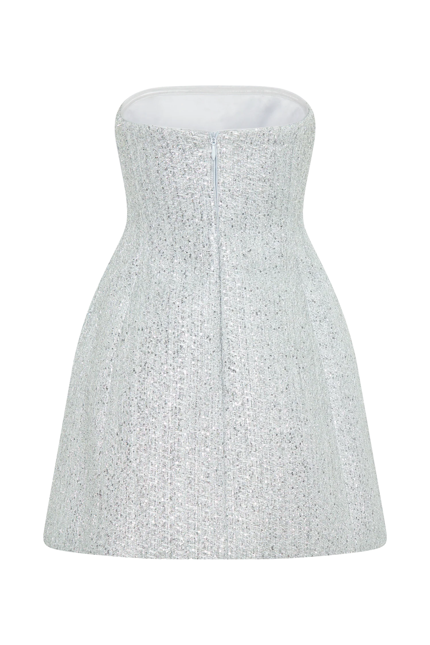 Gala Strapless Tweed Mini Dress - Silver - Image 8