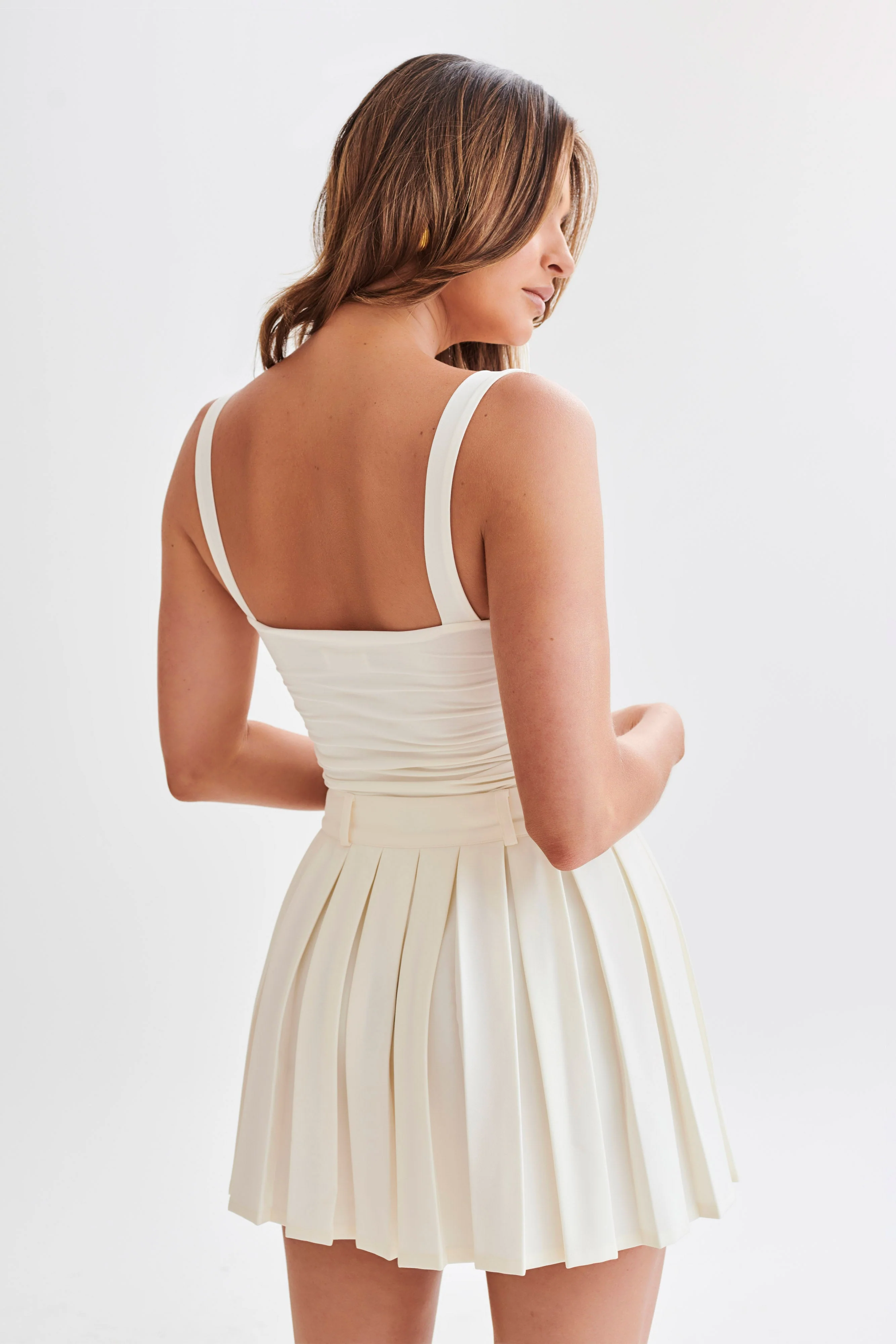 Hailey Slinky Long Line Sweetheart Top - Ivory - Image 5