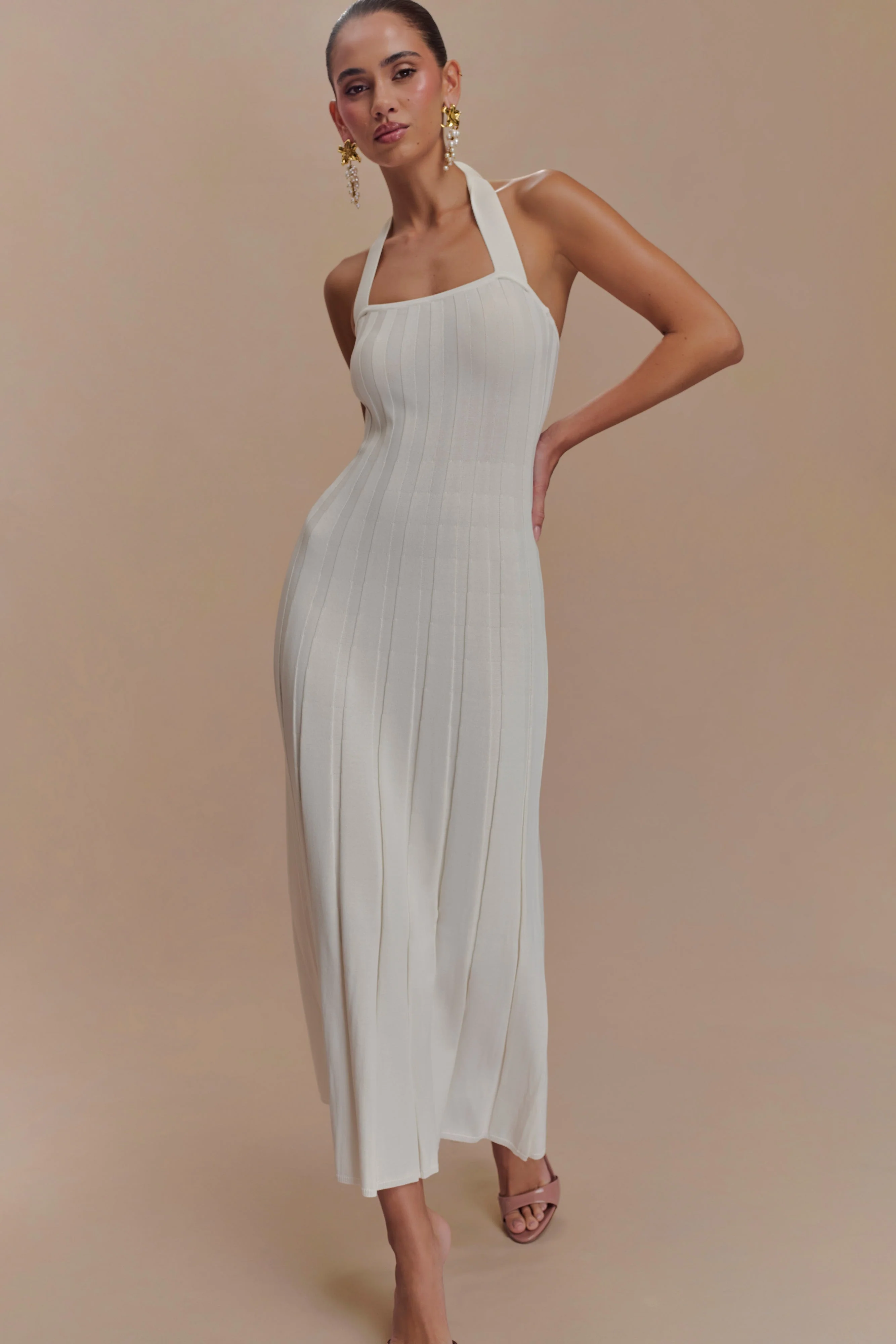 Jacqui Halter Knit Midi Dress - Ivory - Image 3