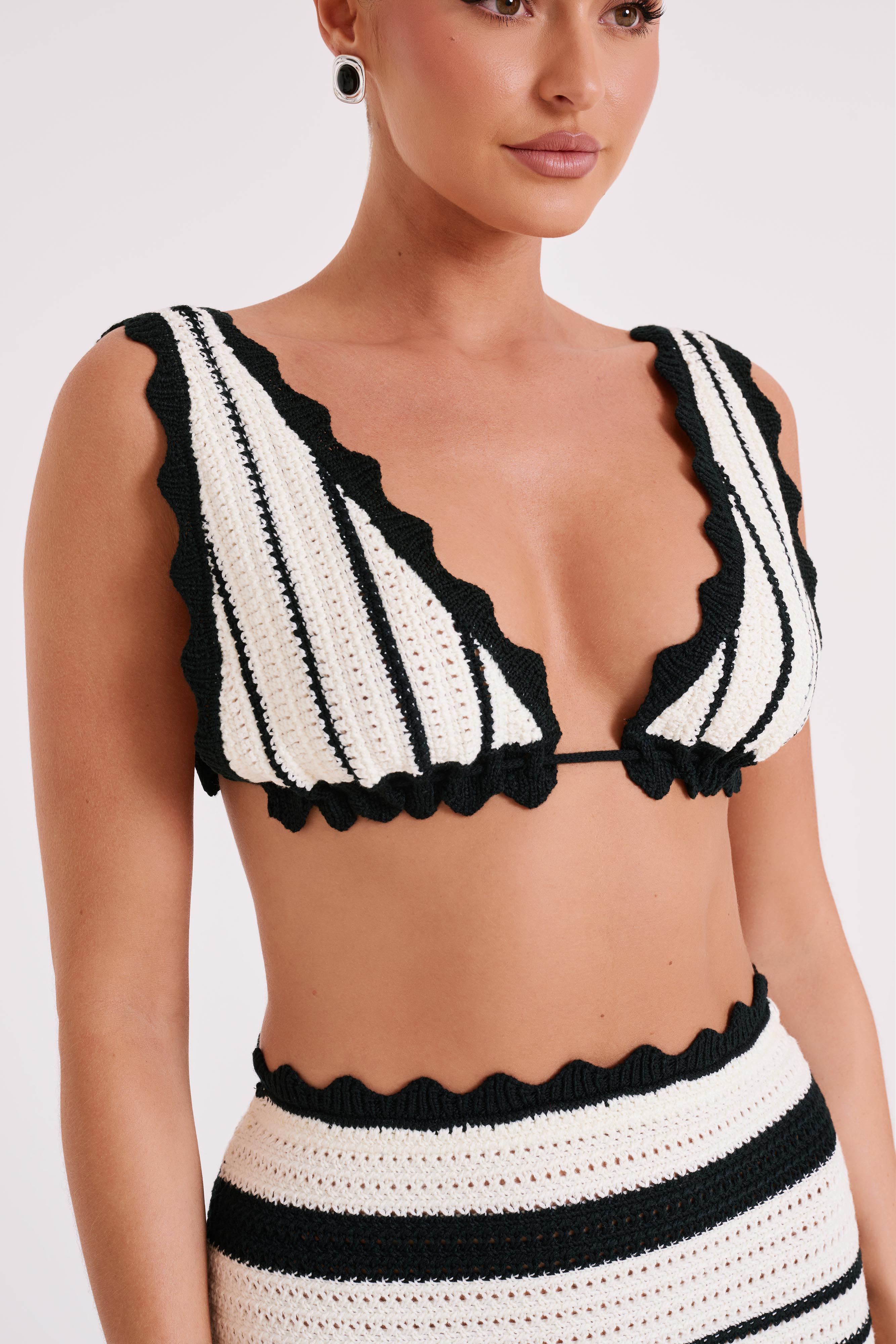 Jadia Contrast Crochet Bralette - Black/White - Image 5