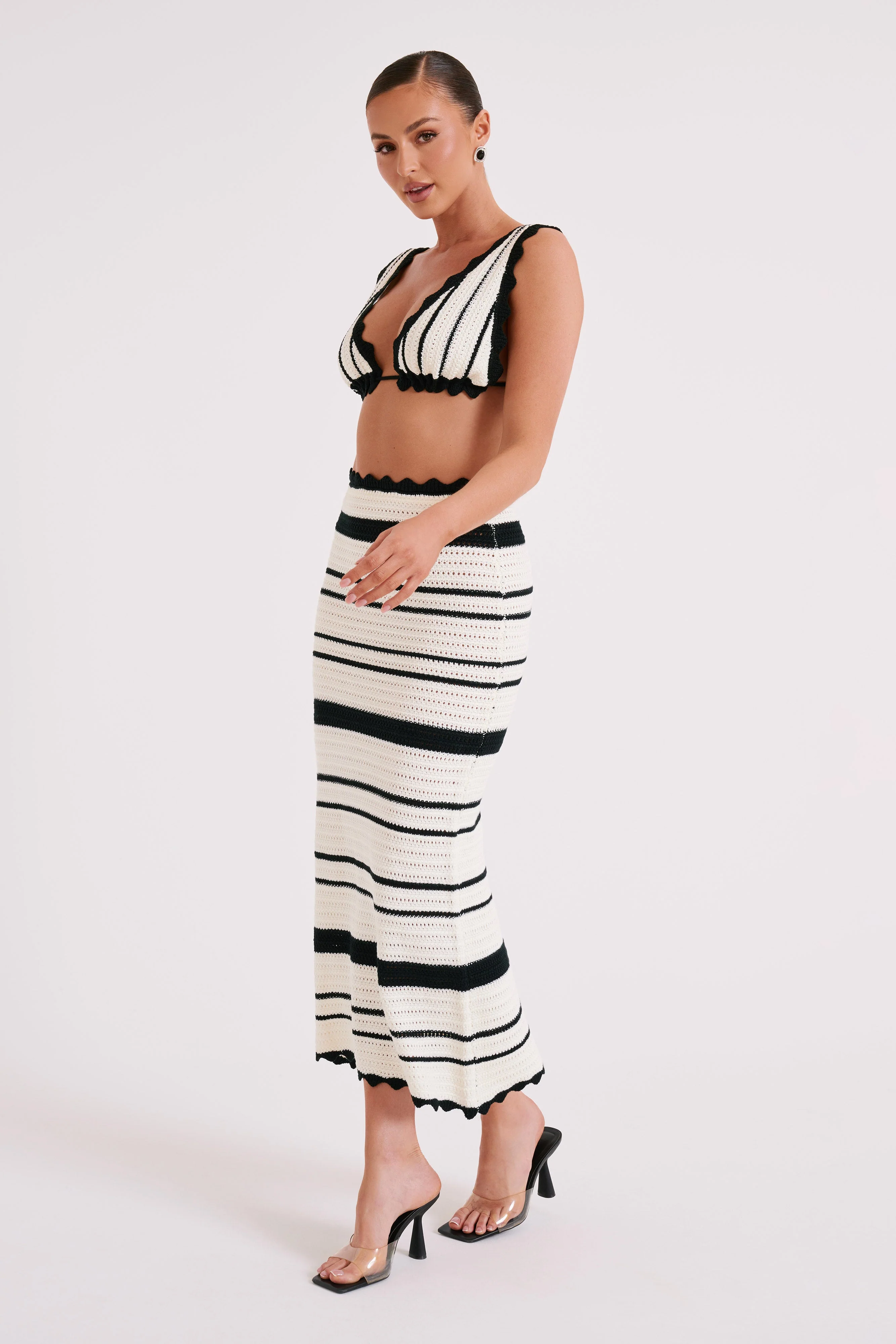 Jadia Contrast Crochet Bralette - Black/White - Image 8