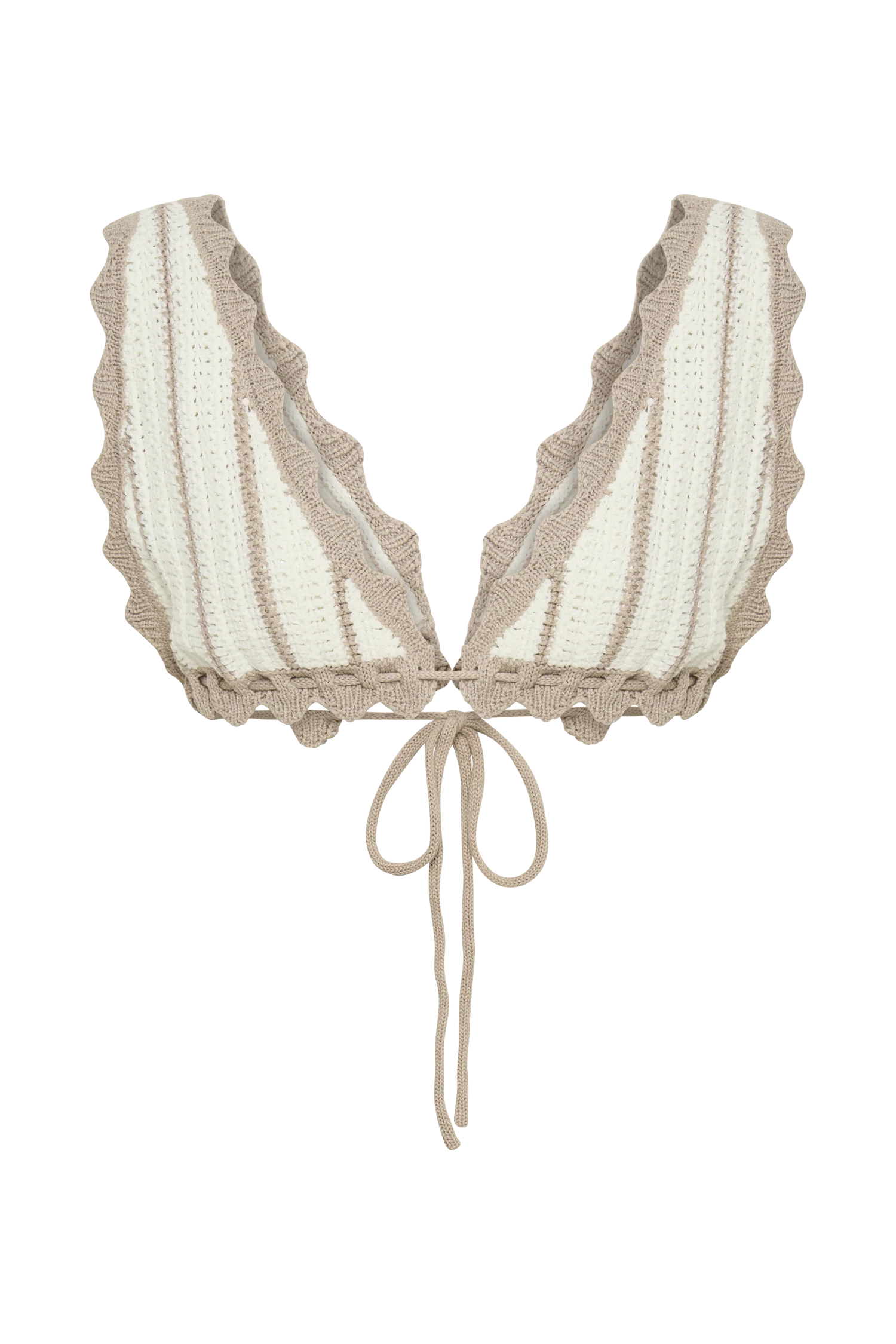 Jadia Contrast Crochet Bralette - Taupe/White - Image 8