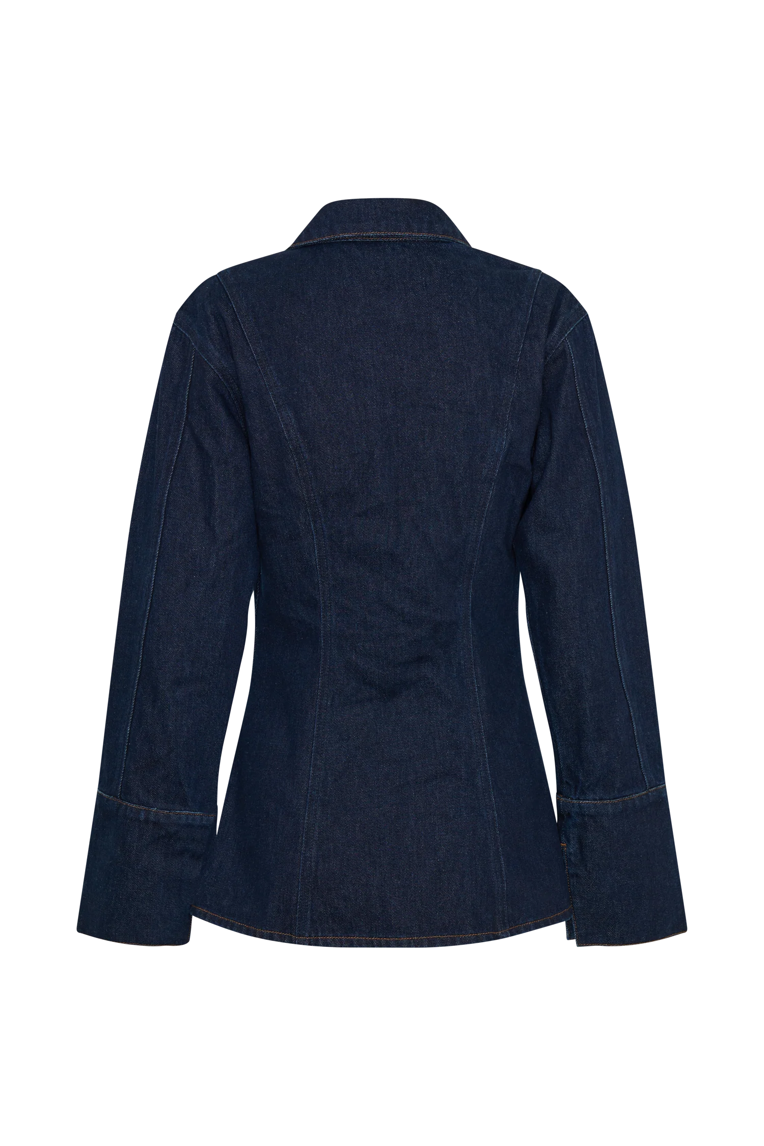Jericho Asymmetrical Denim Shirt - Indigo Blue - Image 7