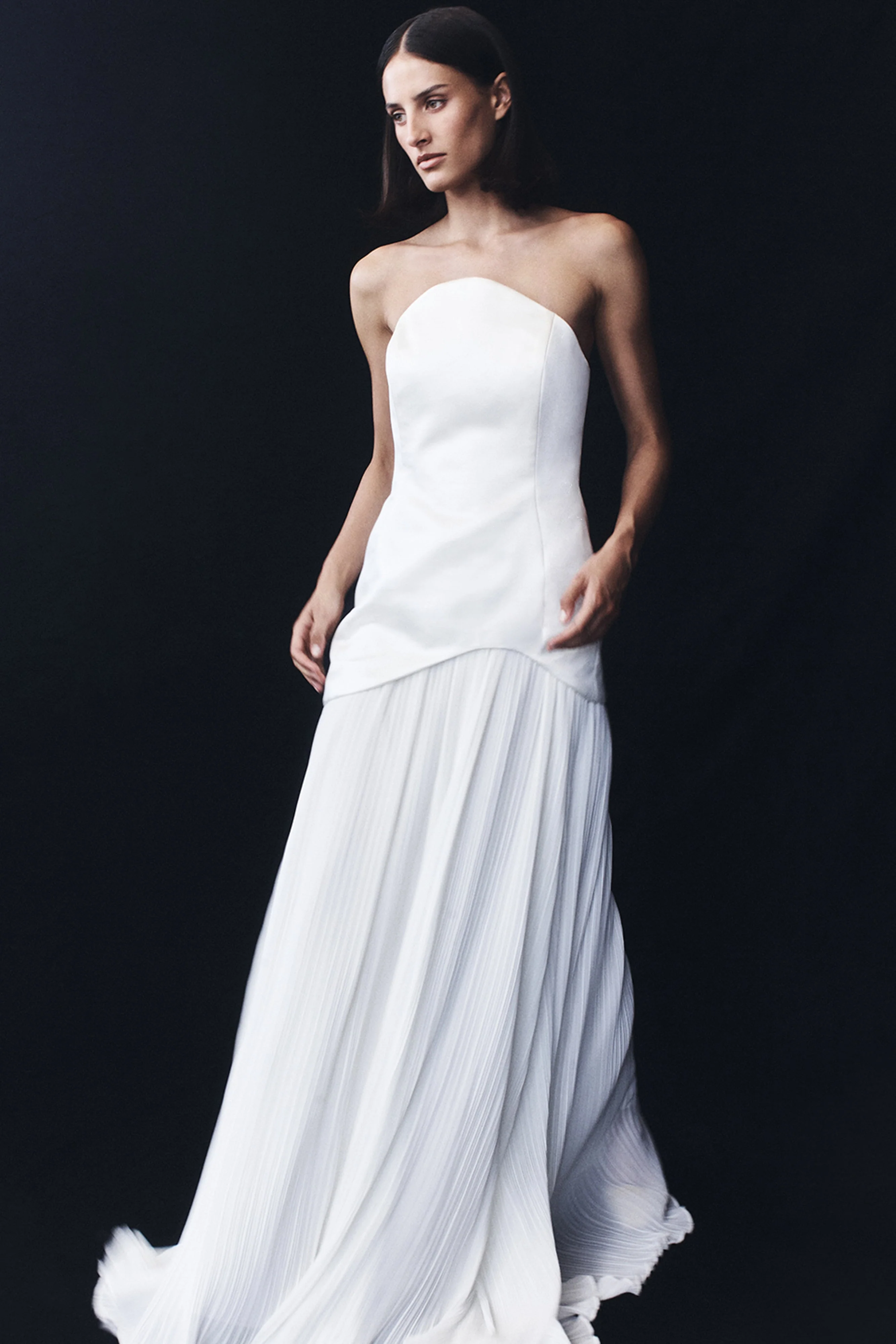Juno Strapless Pleated Maxi Gown - White - Image 10