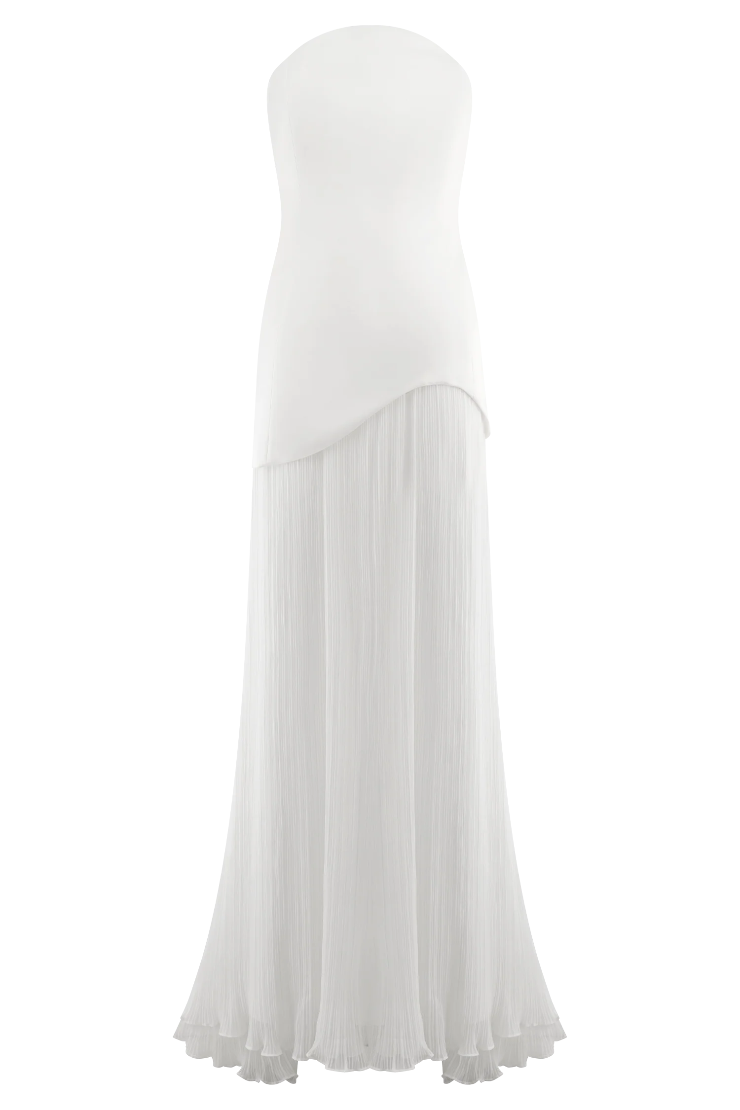 Juno Strapless Pleated Maxi Gown - White - Image 12