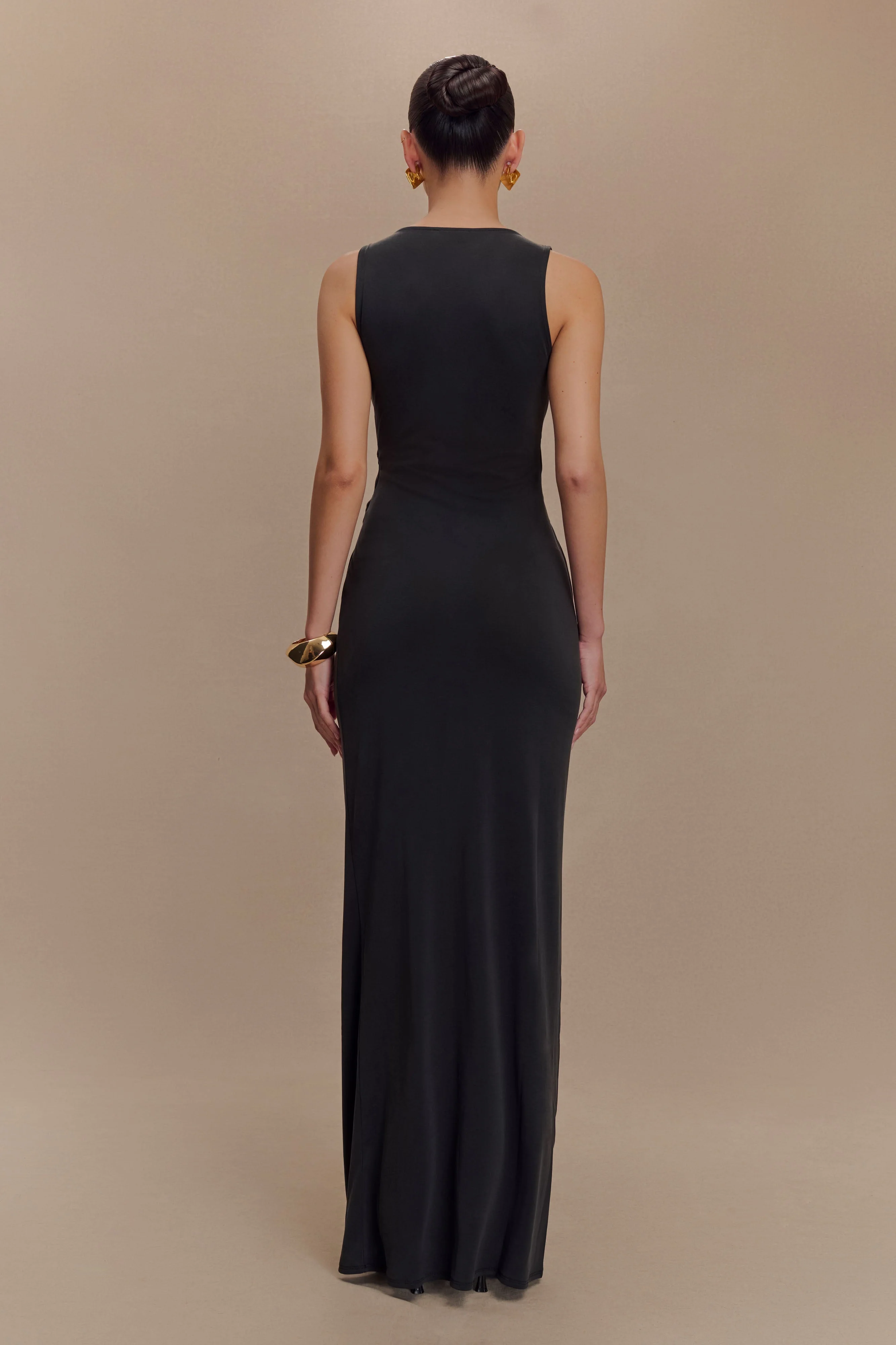 Kassidy Peached Jersey Maxi Dress - Black - Image 2