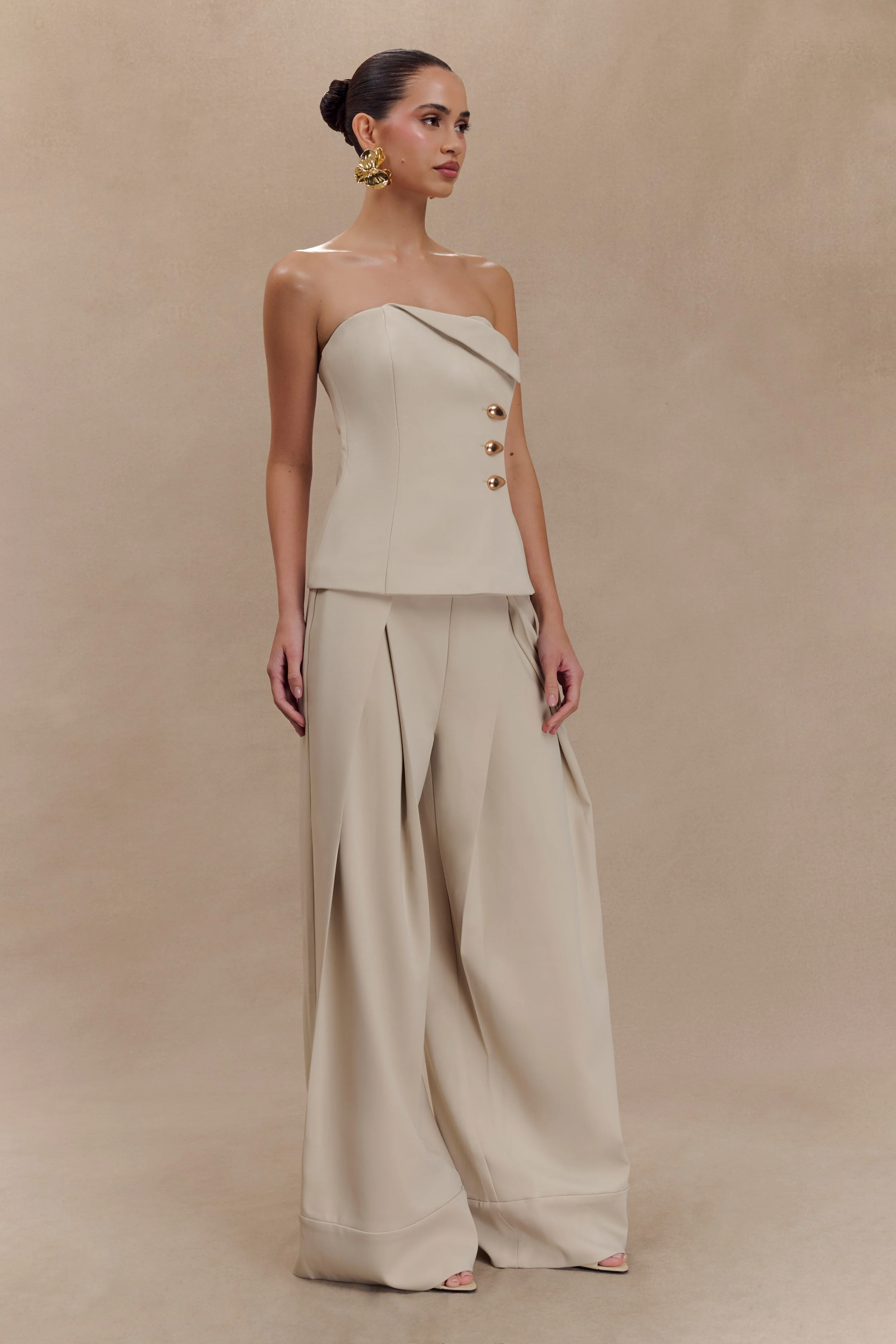Katarina Wide Leg Suiting Pants - Sand - Image 5
