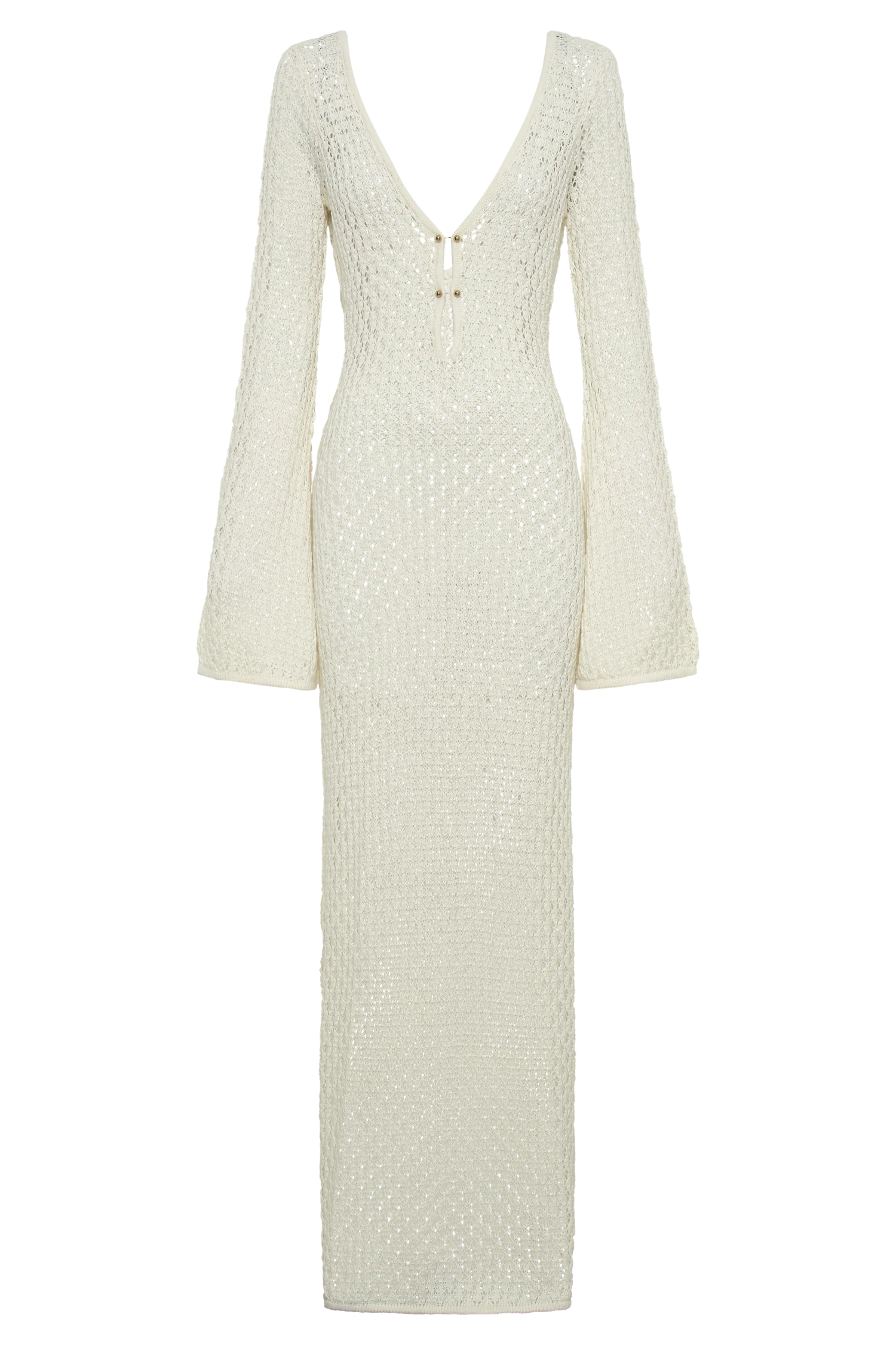 Kayleigh Crochet Fishtail Flare Sleeve Maxi Dress - White - Image 11