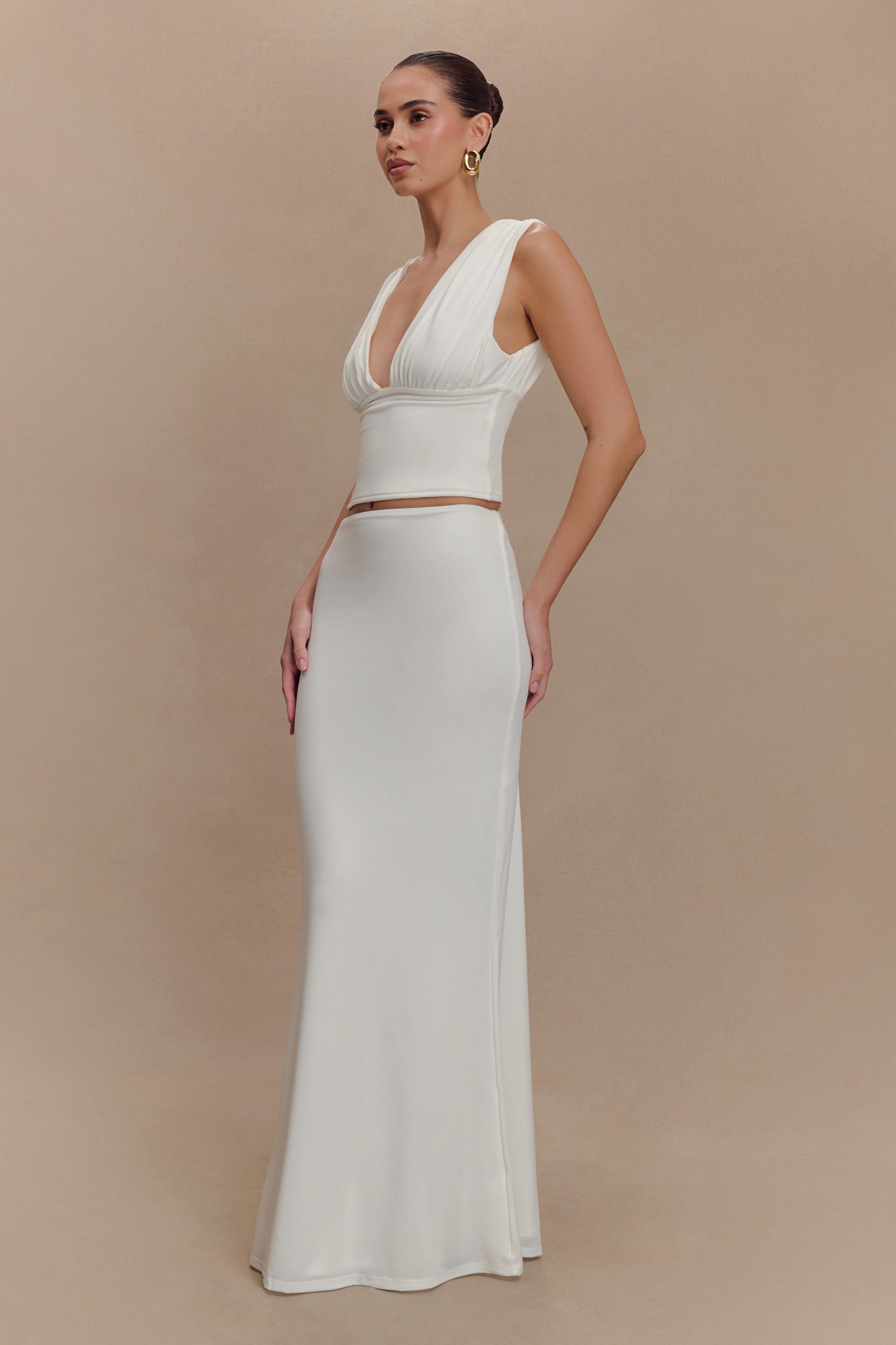 Kerrigan Slinky Ruched Sleeveless Top - White - Image 4