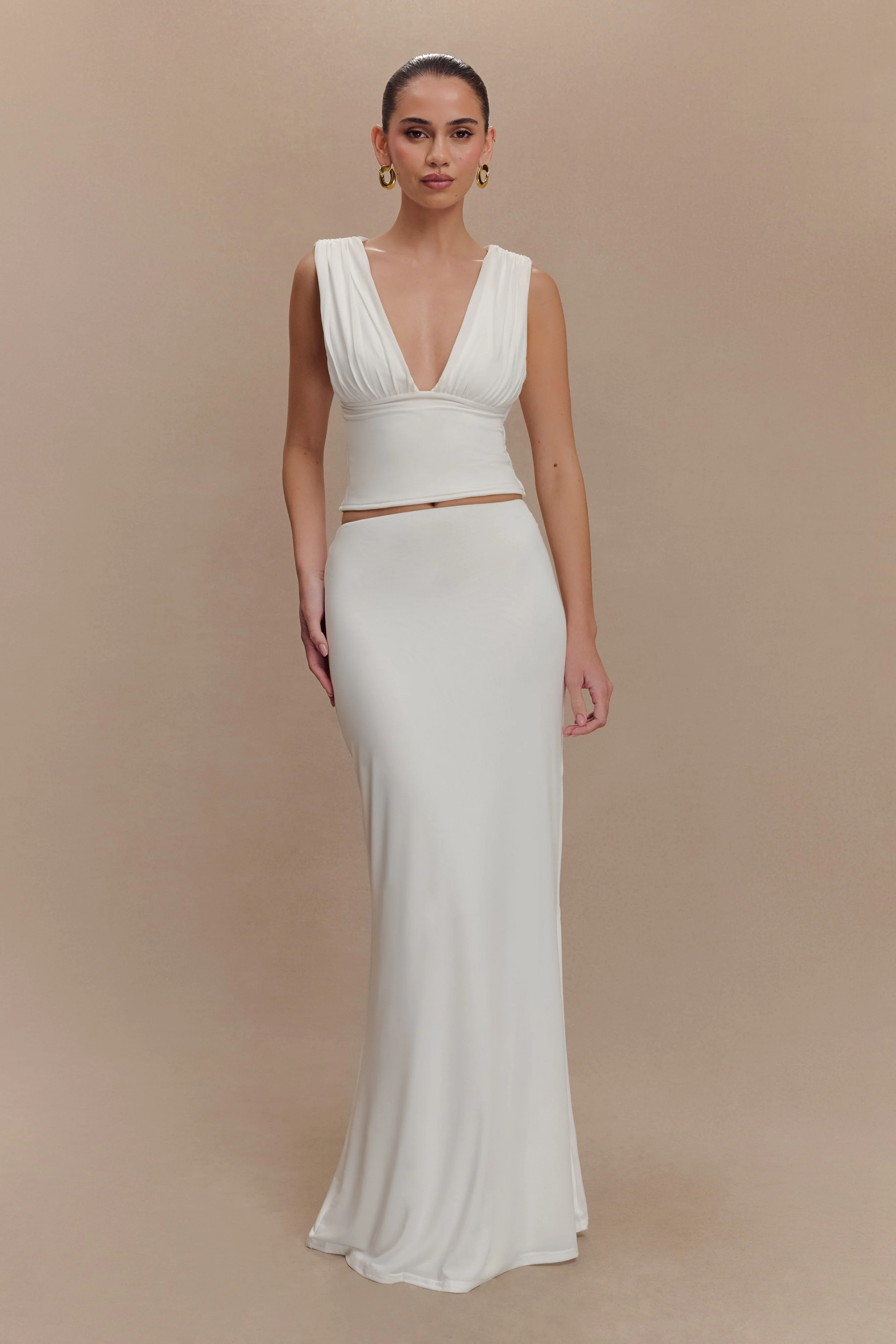 Kerrigan Slinky Ruched Sleeveless Top - White - Image 7