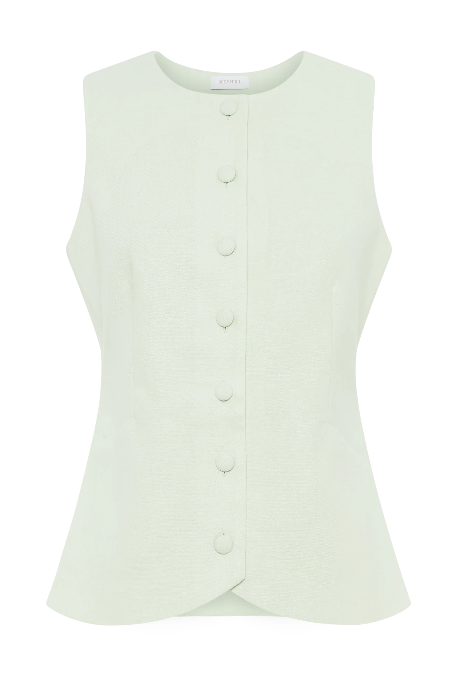 Laurence Sleeveless Linen Longline Top - Mint - Image 11