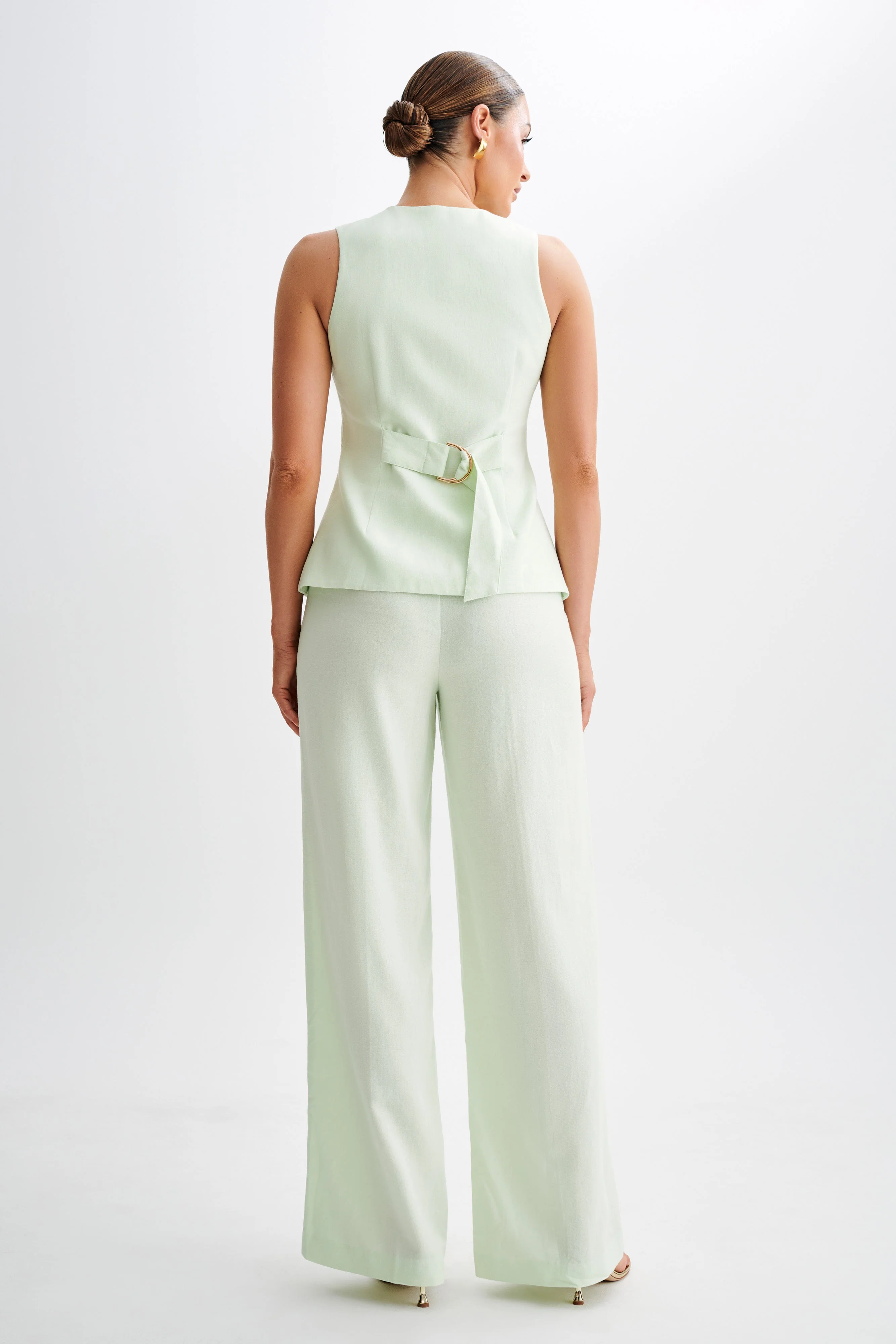 Laurence Sleeveless Linen Longline Top - Mint - Image 9
