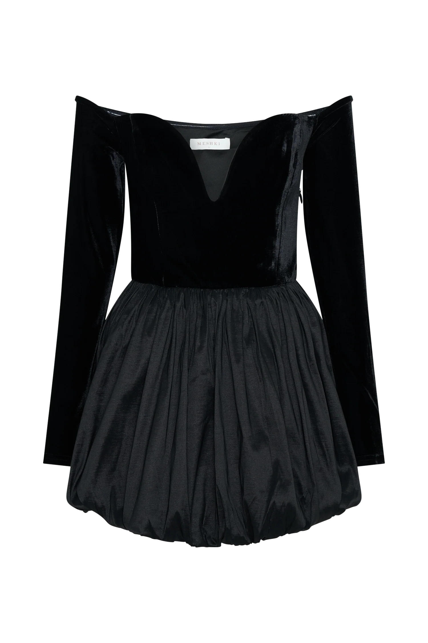 Liv Off Shoulders Velvet Mini Dress - Black - Image 11
