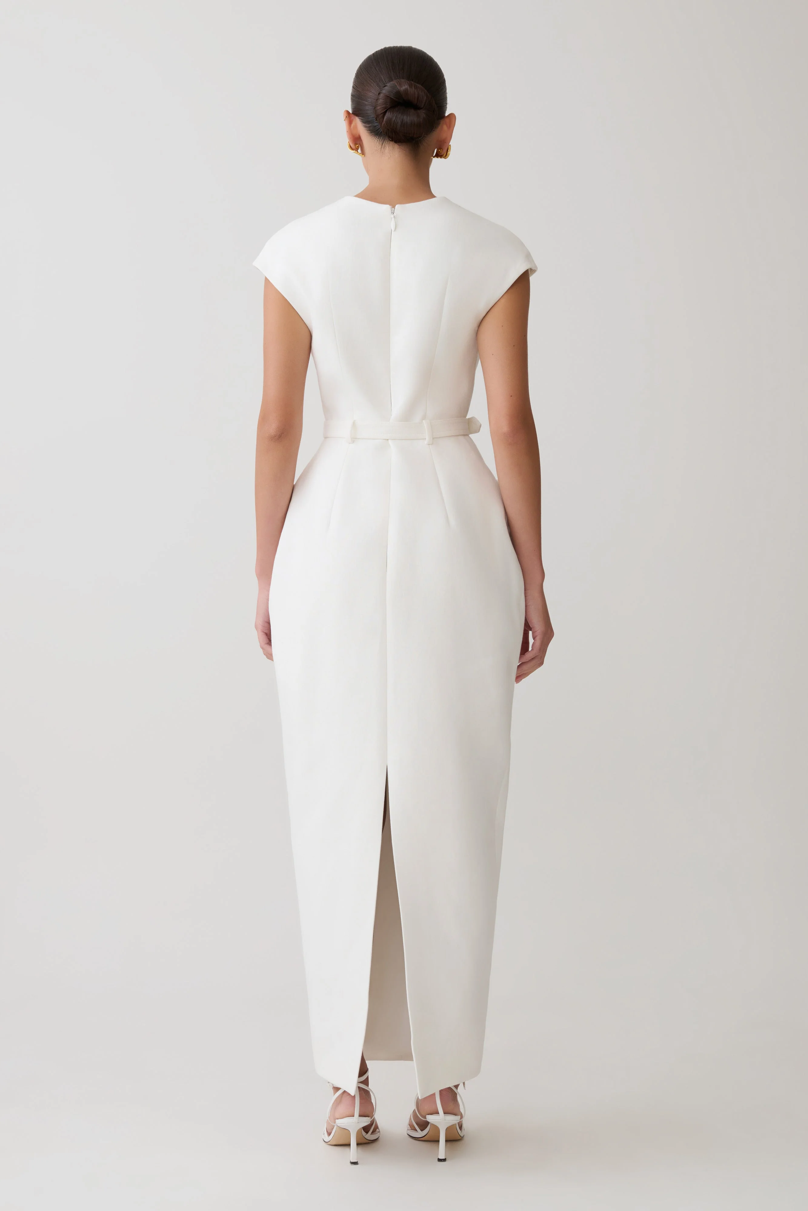 Livia V Neck Linen Maxi Dress - White - Image 2