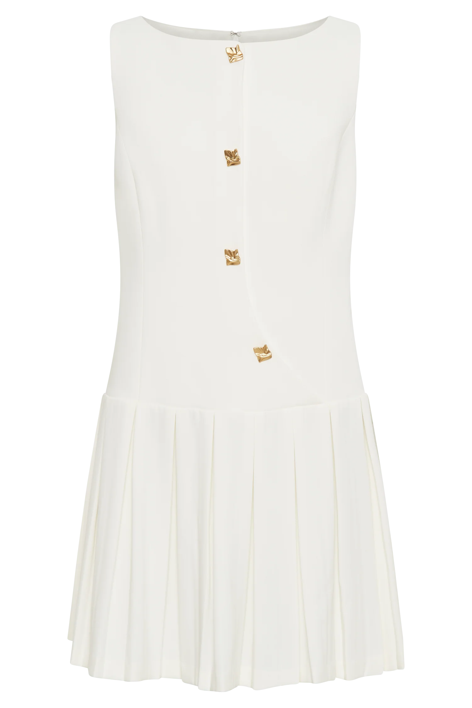 Mackenzie Sleeveless Pleated Mini Dress - Ivory - Image 8