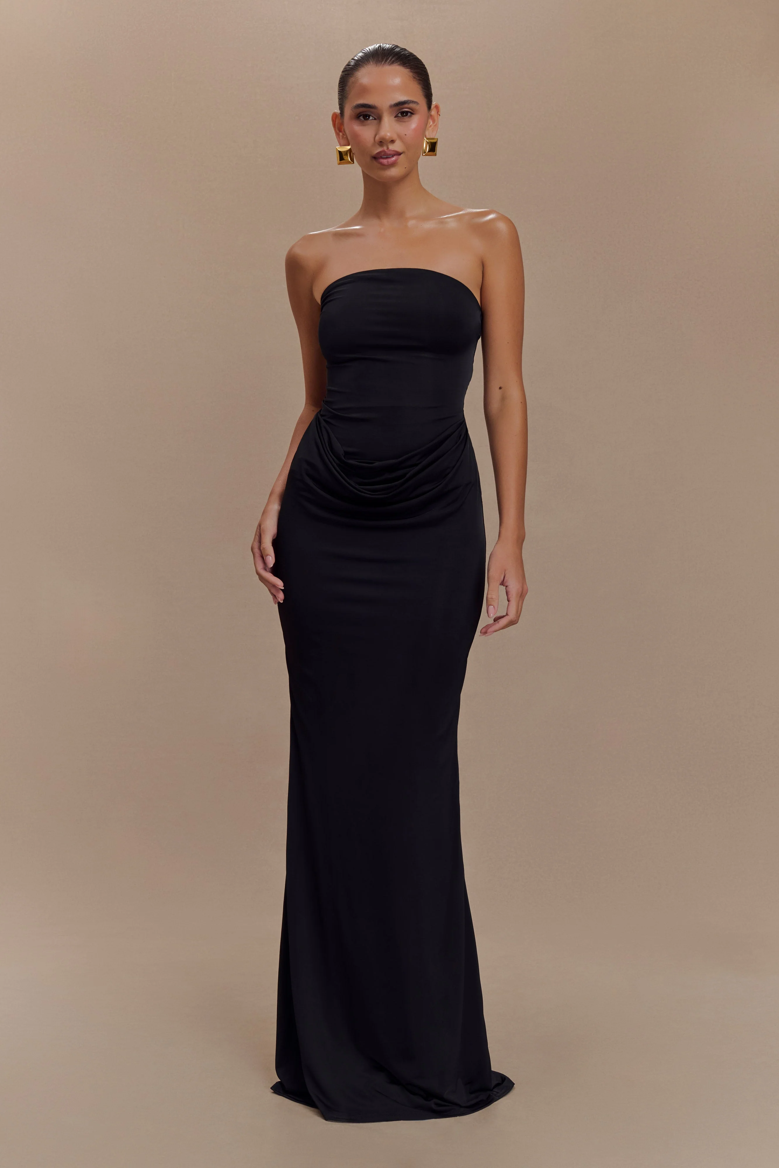 Madison Strapless Slinky Maxi Dress - Black - Image 5