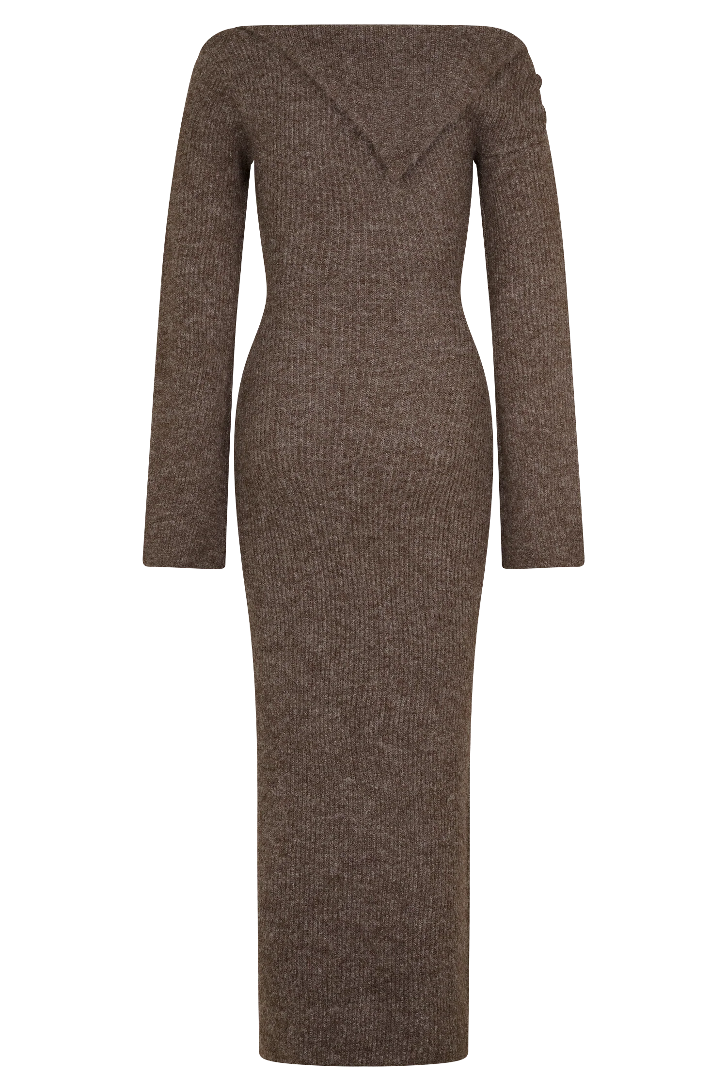 Magenta One Shoulder Fluffy Knit Midi Dress - Pecan - Image 6