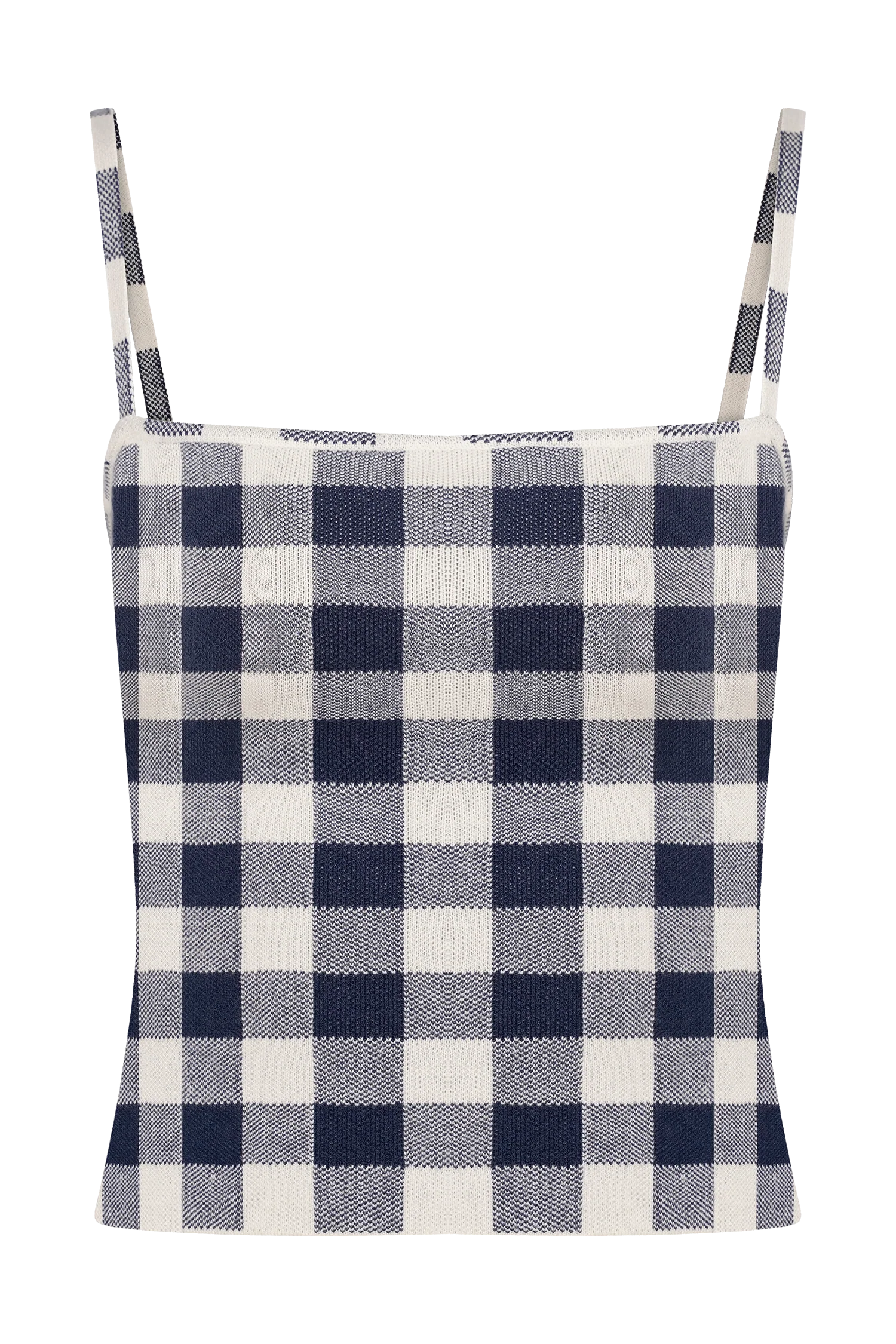 Marcie Sleeveless Knit Top - Navy Gingham - Image 11