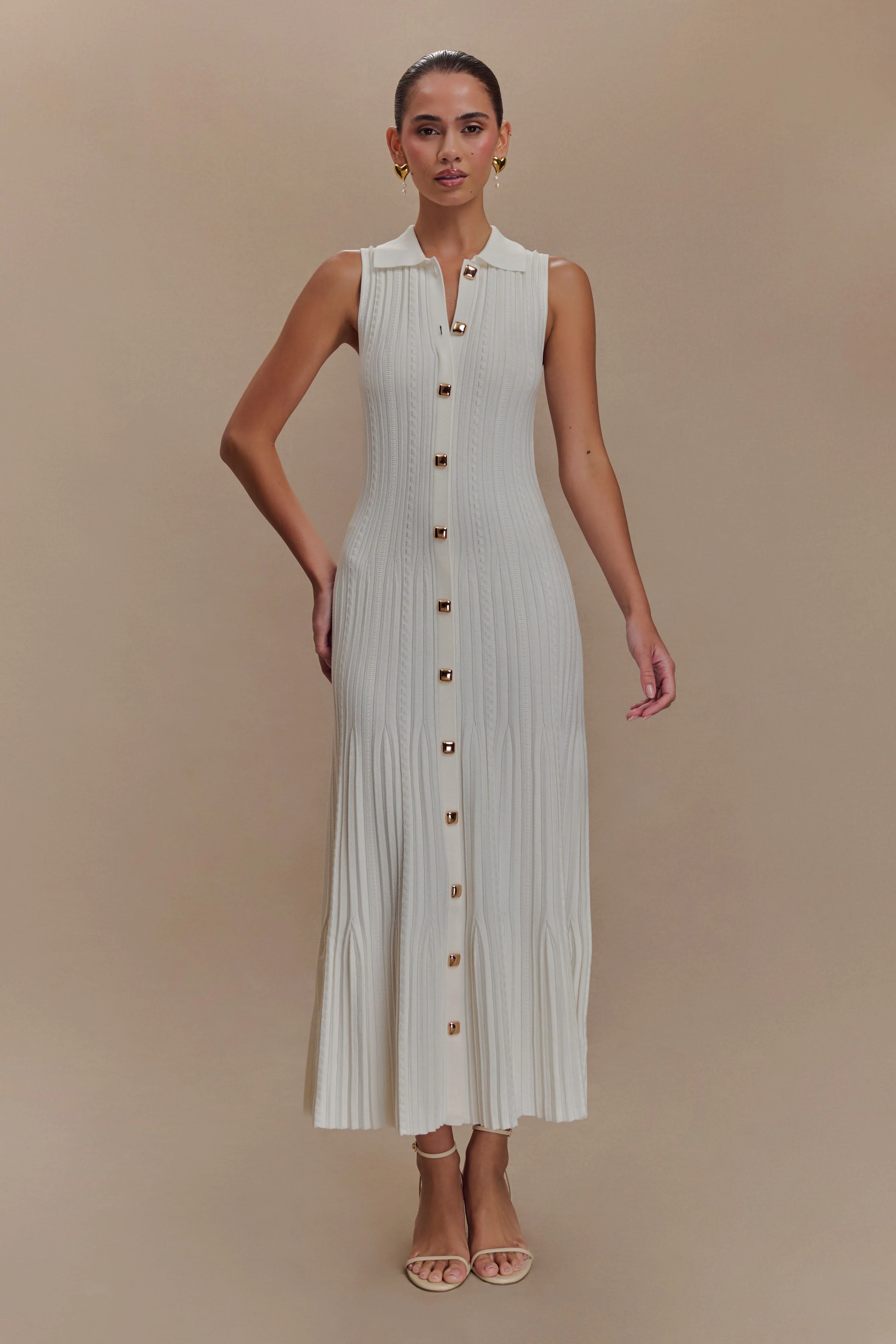 Margie Sleeveless Knit Midi Dress - White - Image 5