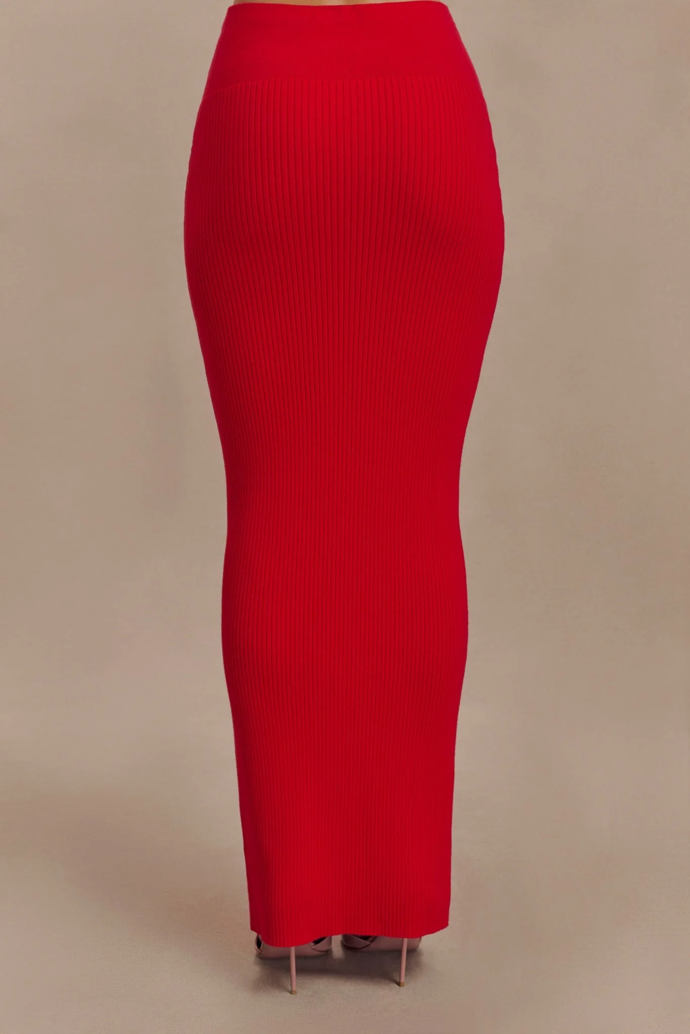 Mathilde Ribbed Knit Maxi Skirt - Ruby - Image 3