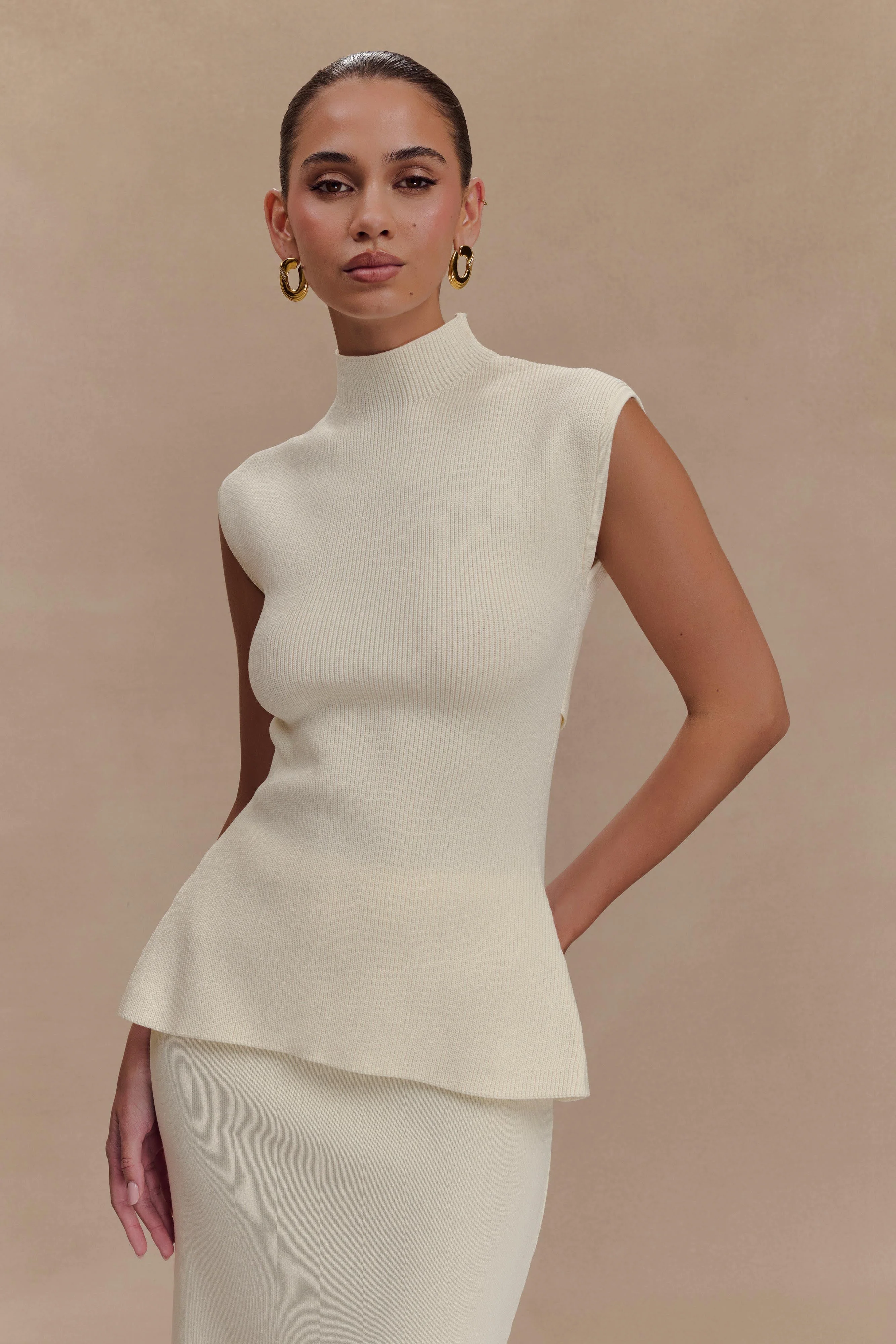 Maxine Knit Open Back Top - Ivory - Image 2