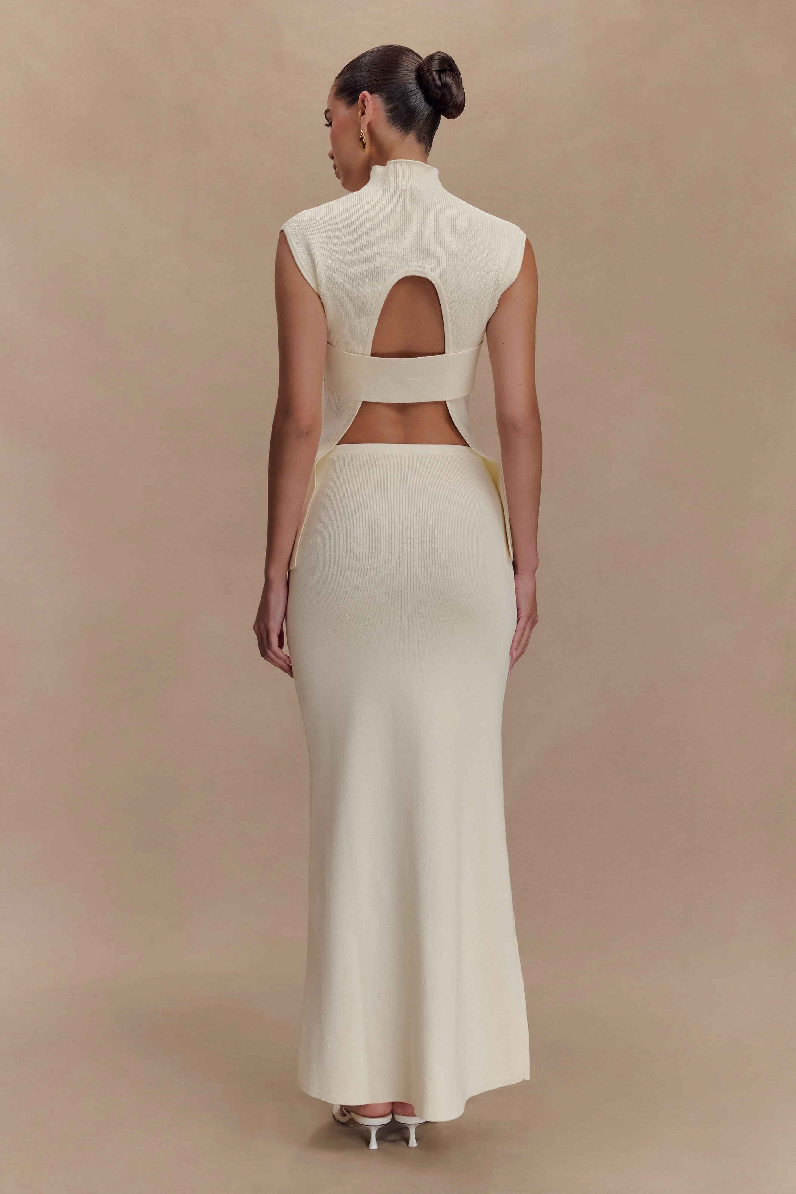 Maxine Knit Open Back Top - Ivory - Image 3