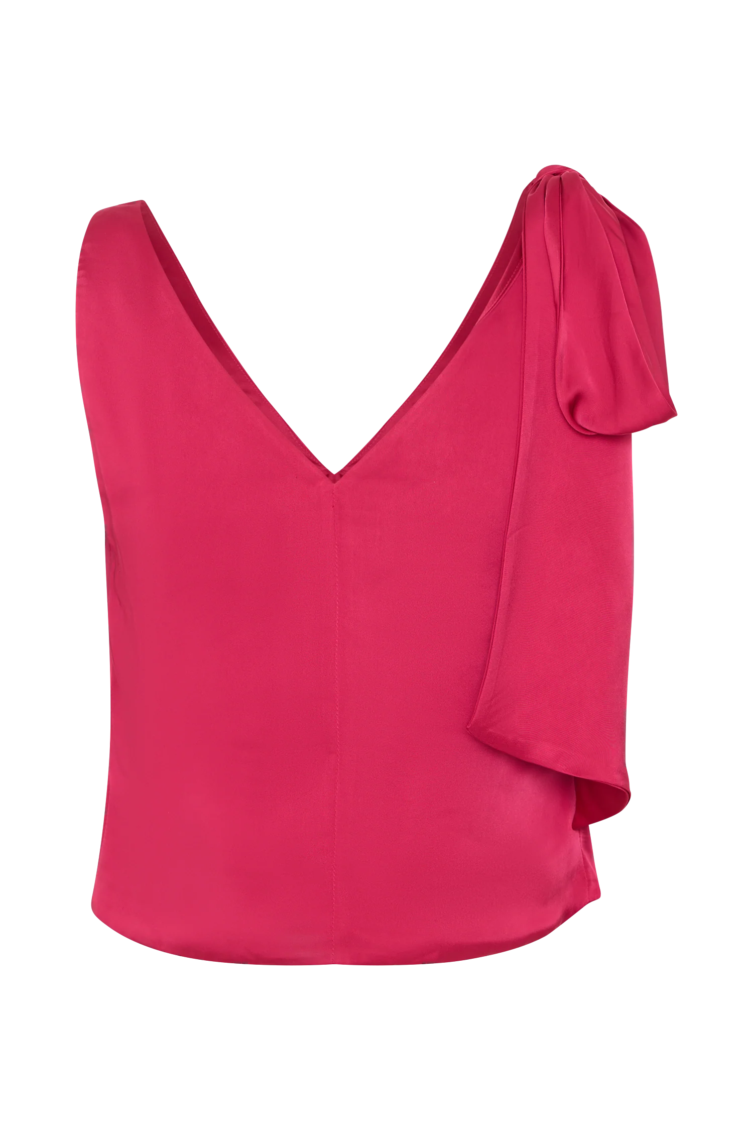 Nicola Satin Tie Sleeveless Top - Pink Cherry - Image 11