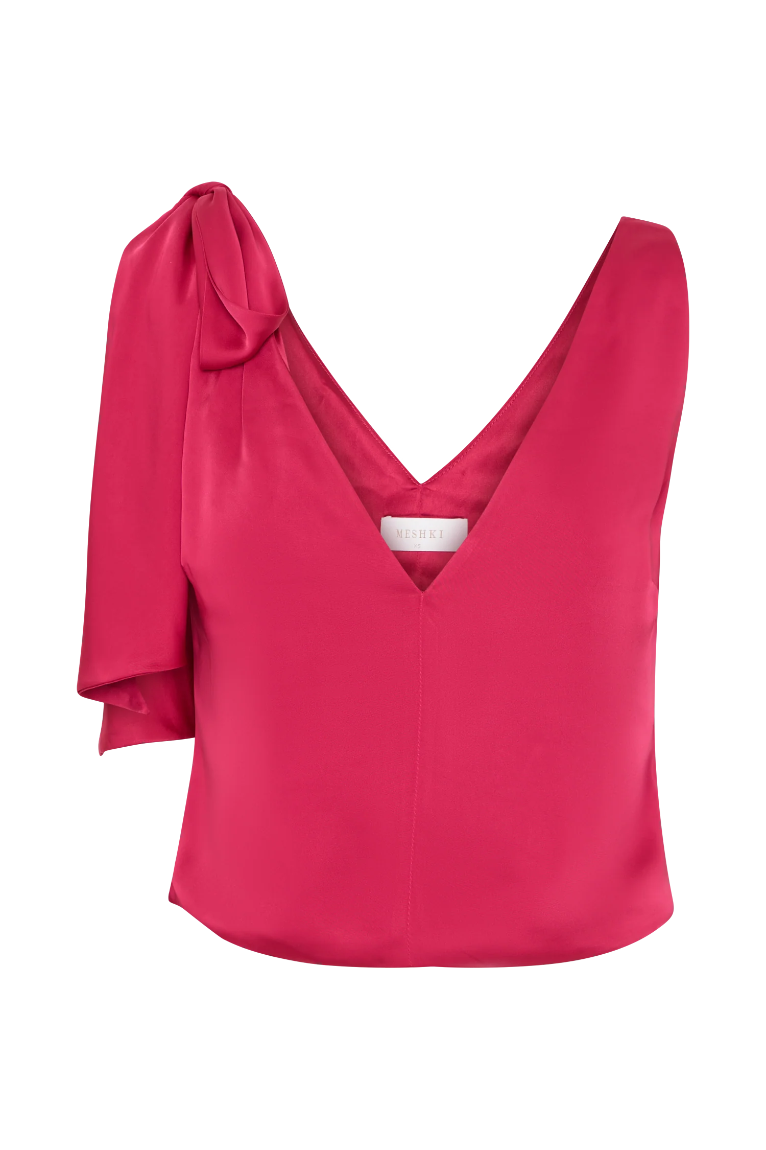 Nicola Satin Tie Sleeveless Top - Pink Cherry - Image 12