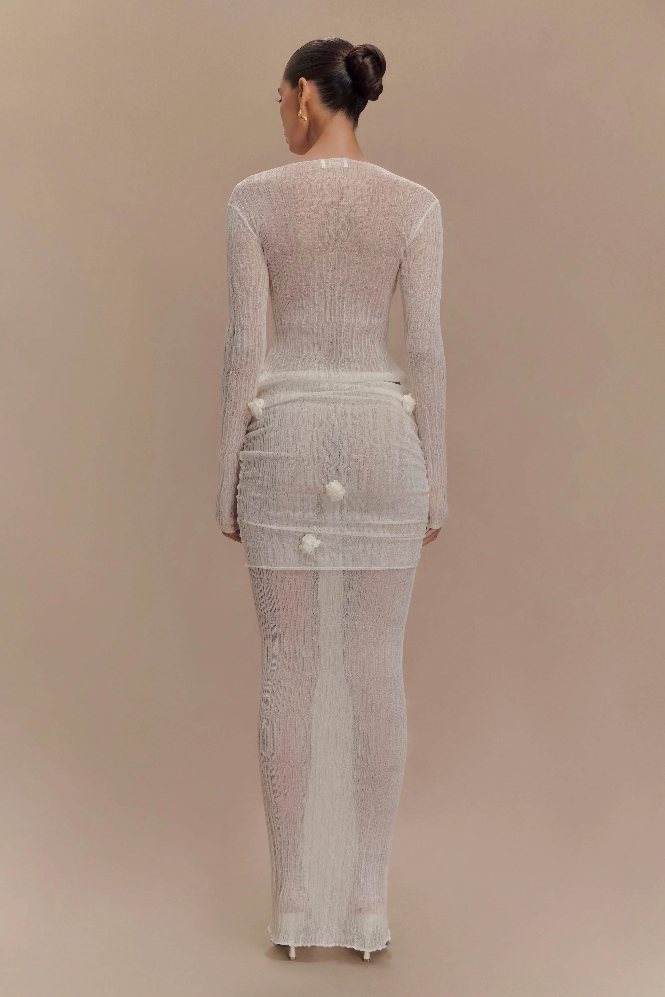 Orianna Orchid Long Sleeve Knit Top - Ivory - Image 7