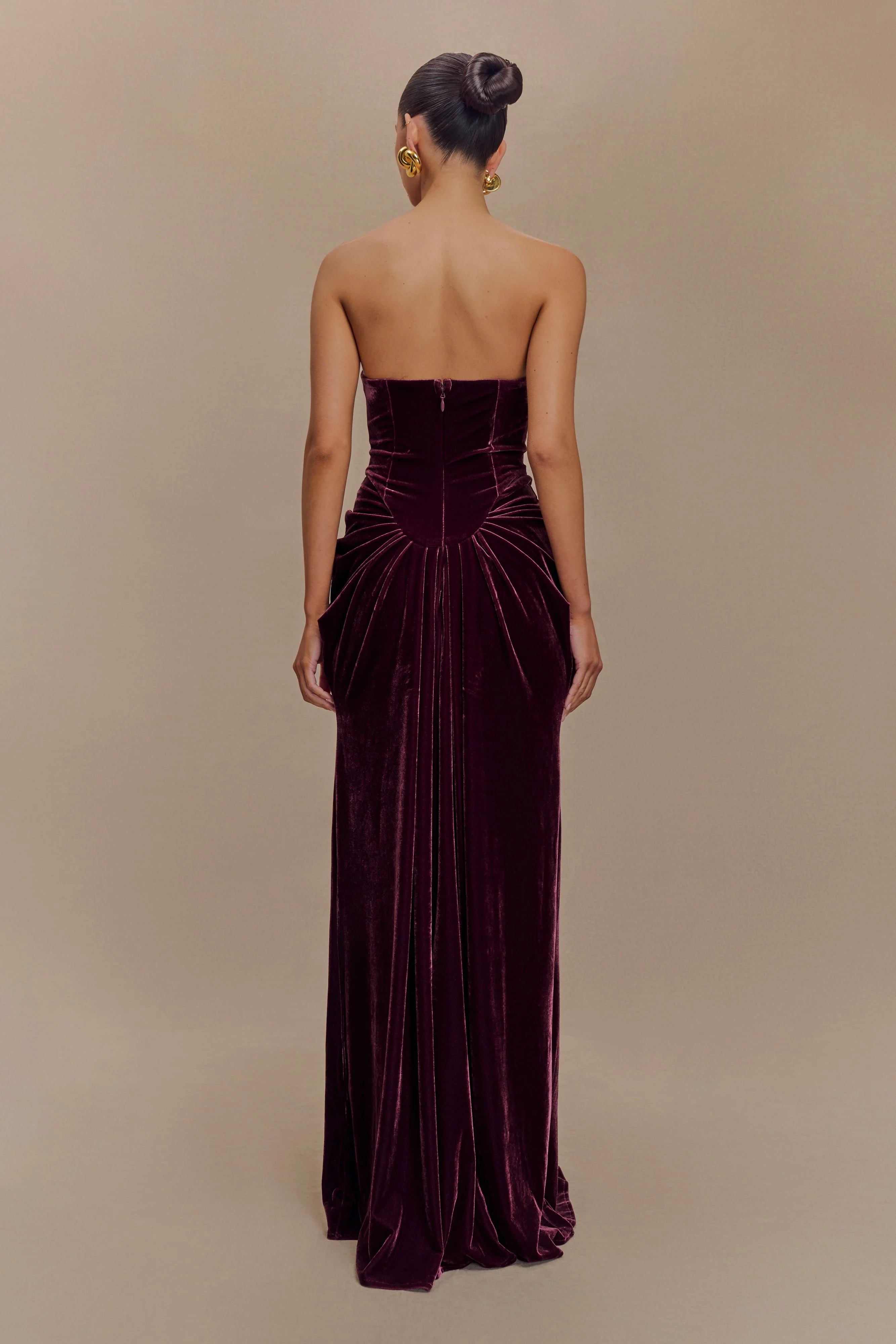 Paige Strapless Velvet Maxi Dress - Plum - Image 2