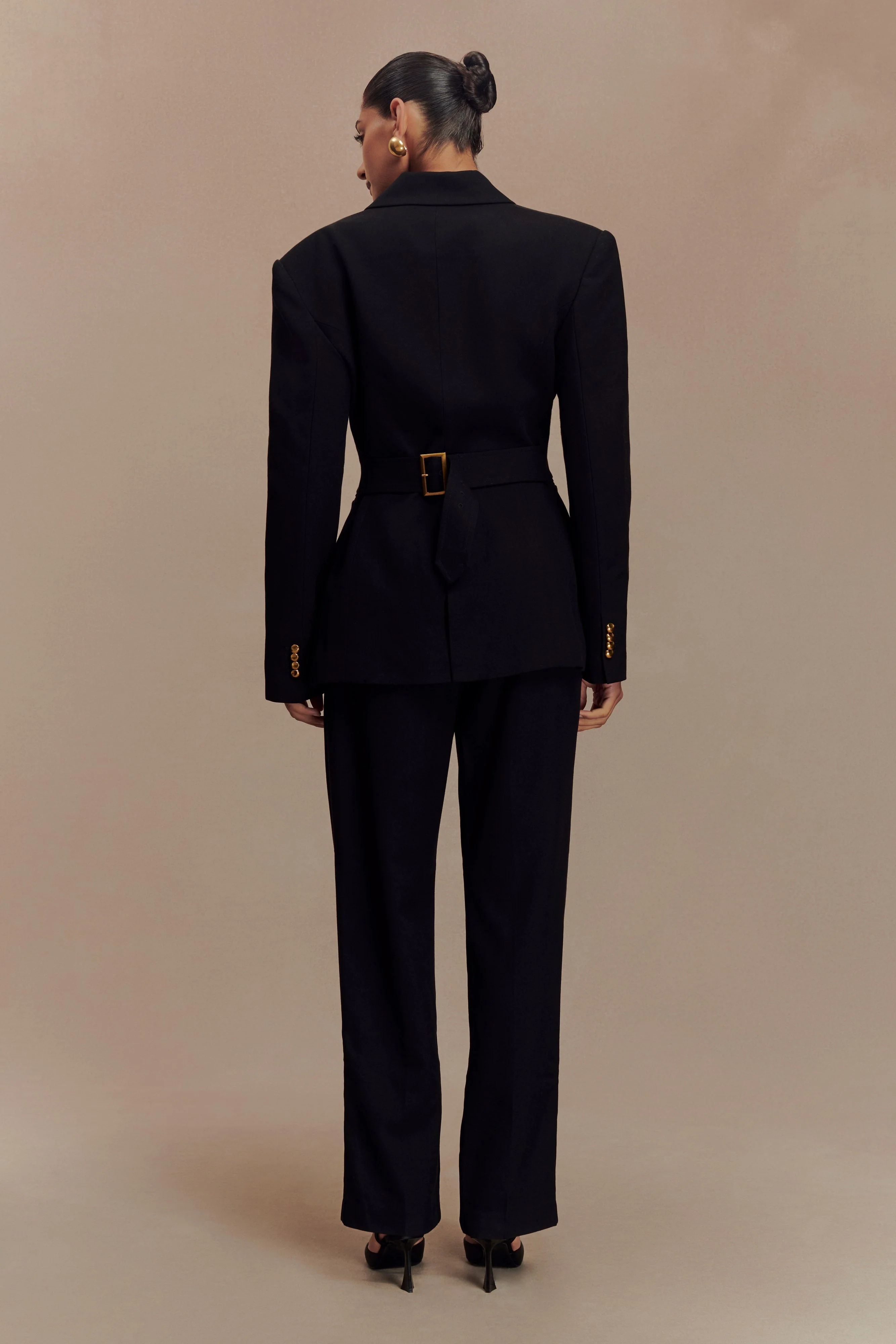 Penelope Pleated High Waisted Pants - Black - Image 7