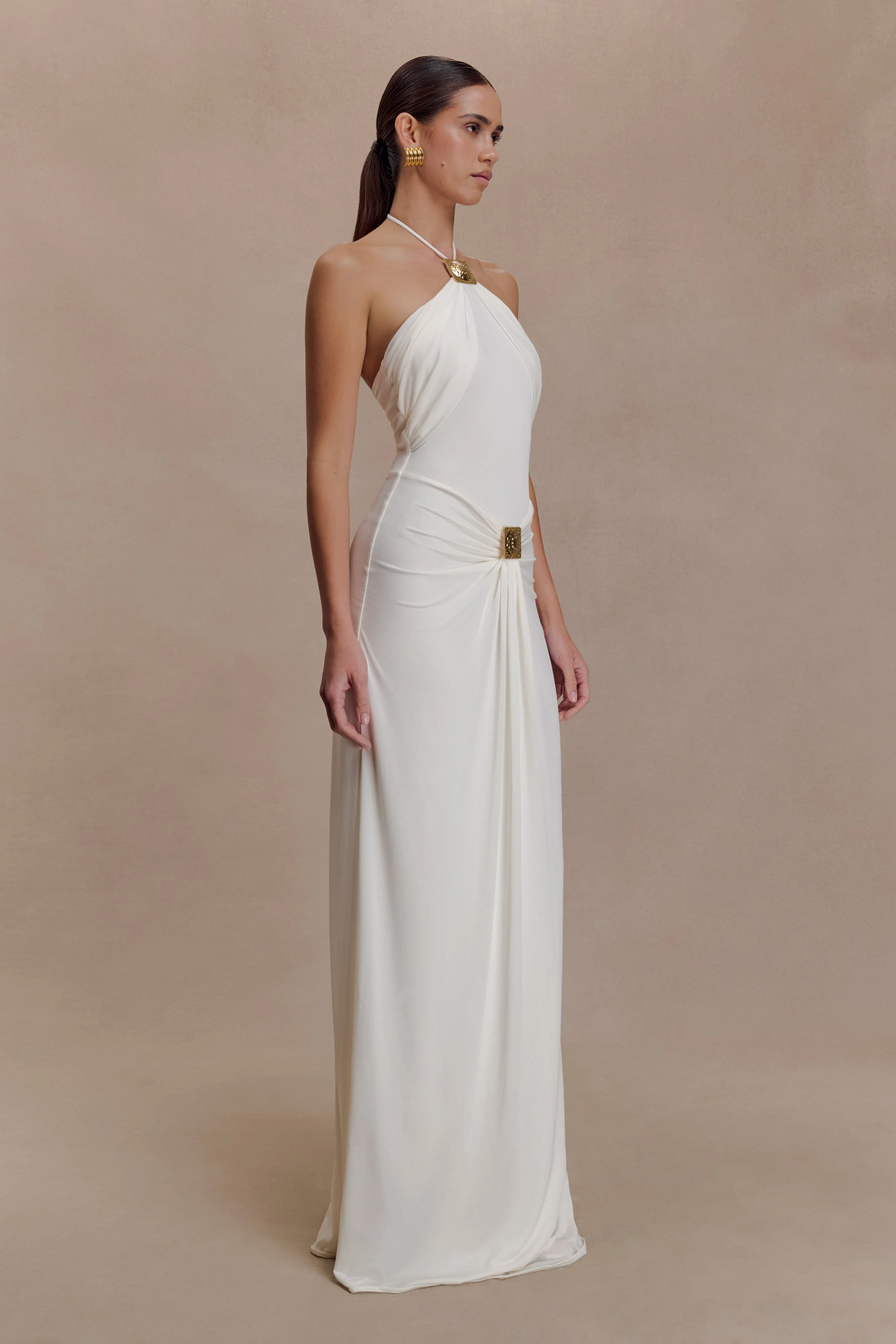 Quincy Halter Maxi Dress With Hardware - Ivory - Image 4