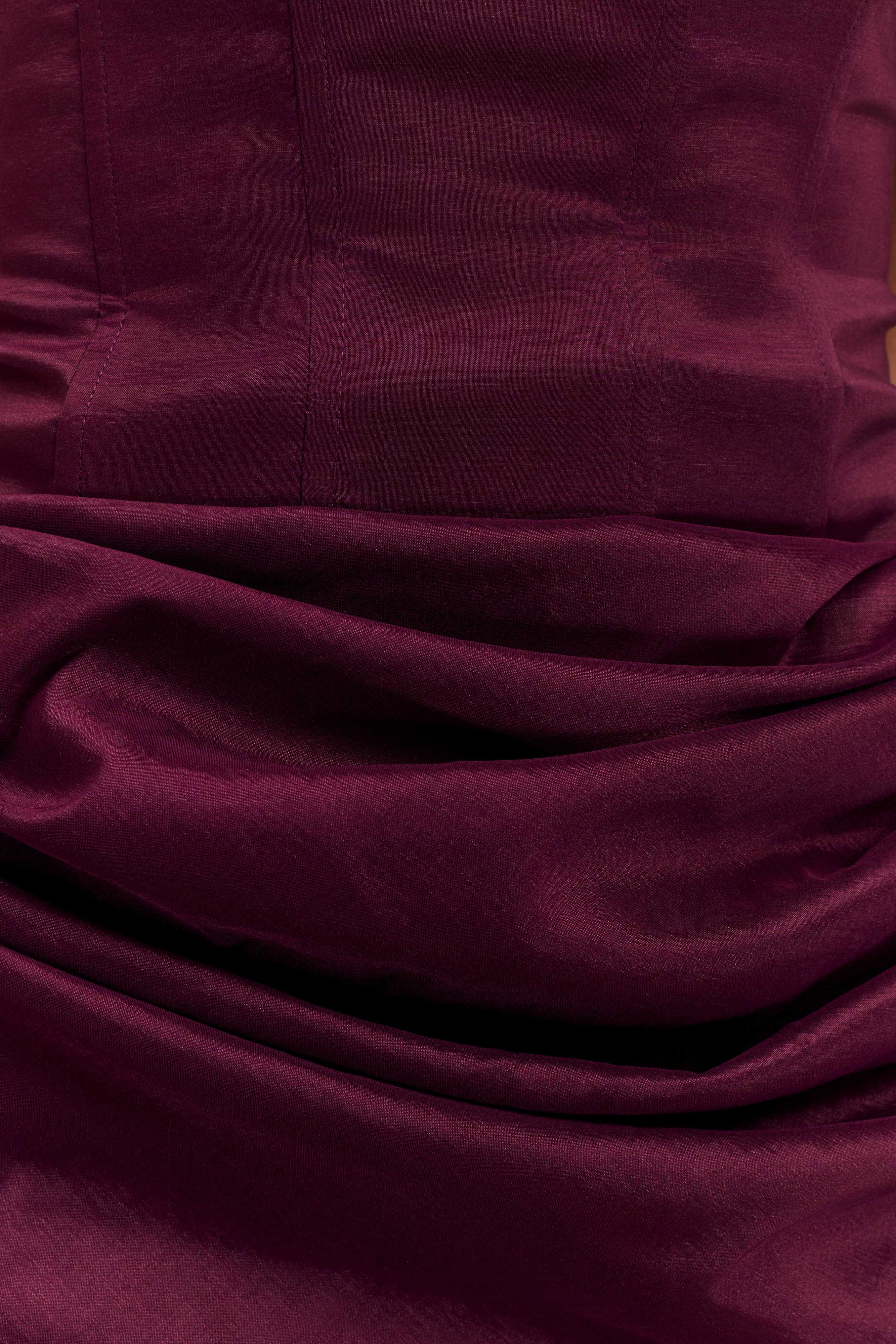 Sasha Taffeta Strapless Corset Mini Dress - Plum - Image 8